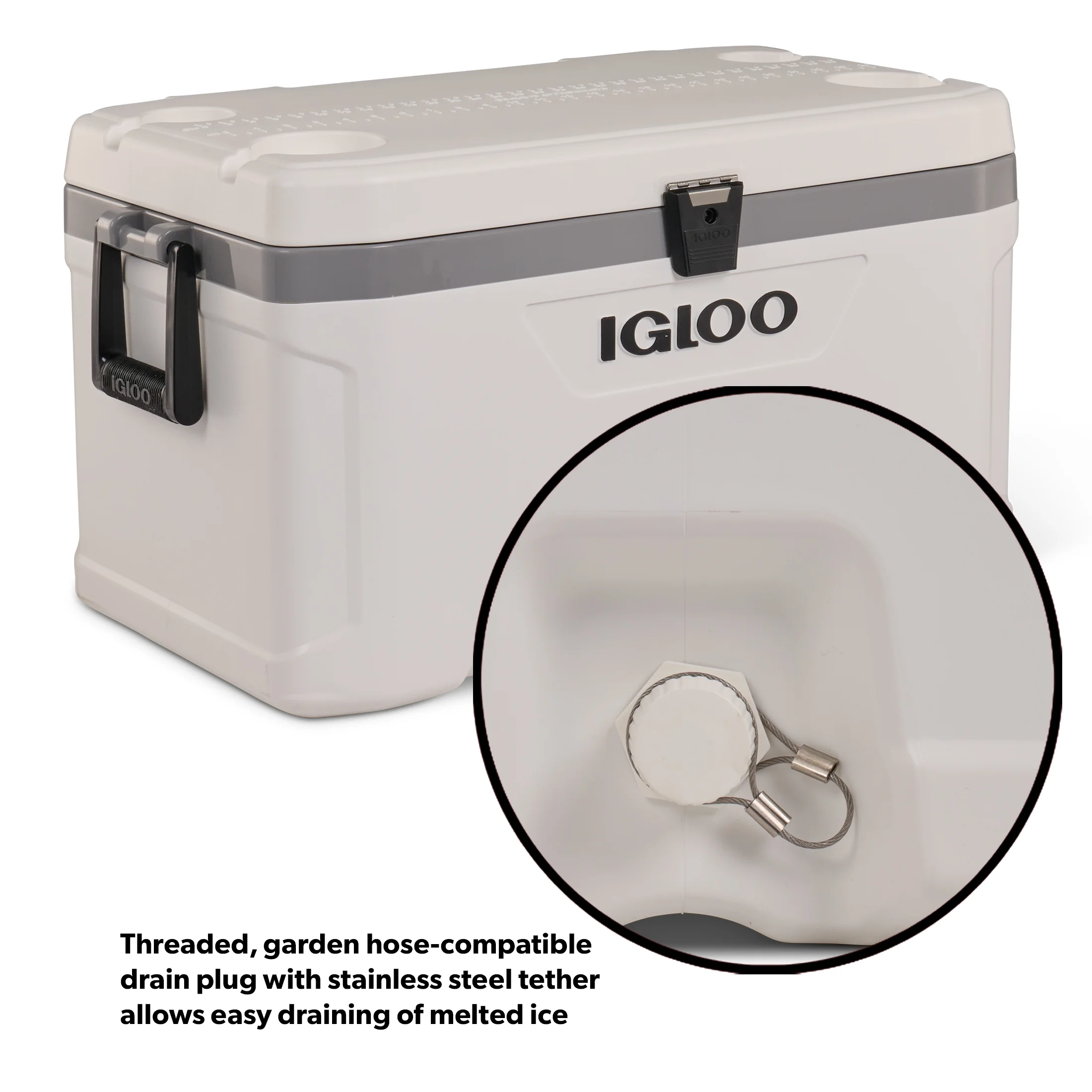 Igloo 70 QT Latitude Marine Ultra Cooler, White and Moonscape Gray - Image 13
