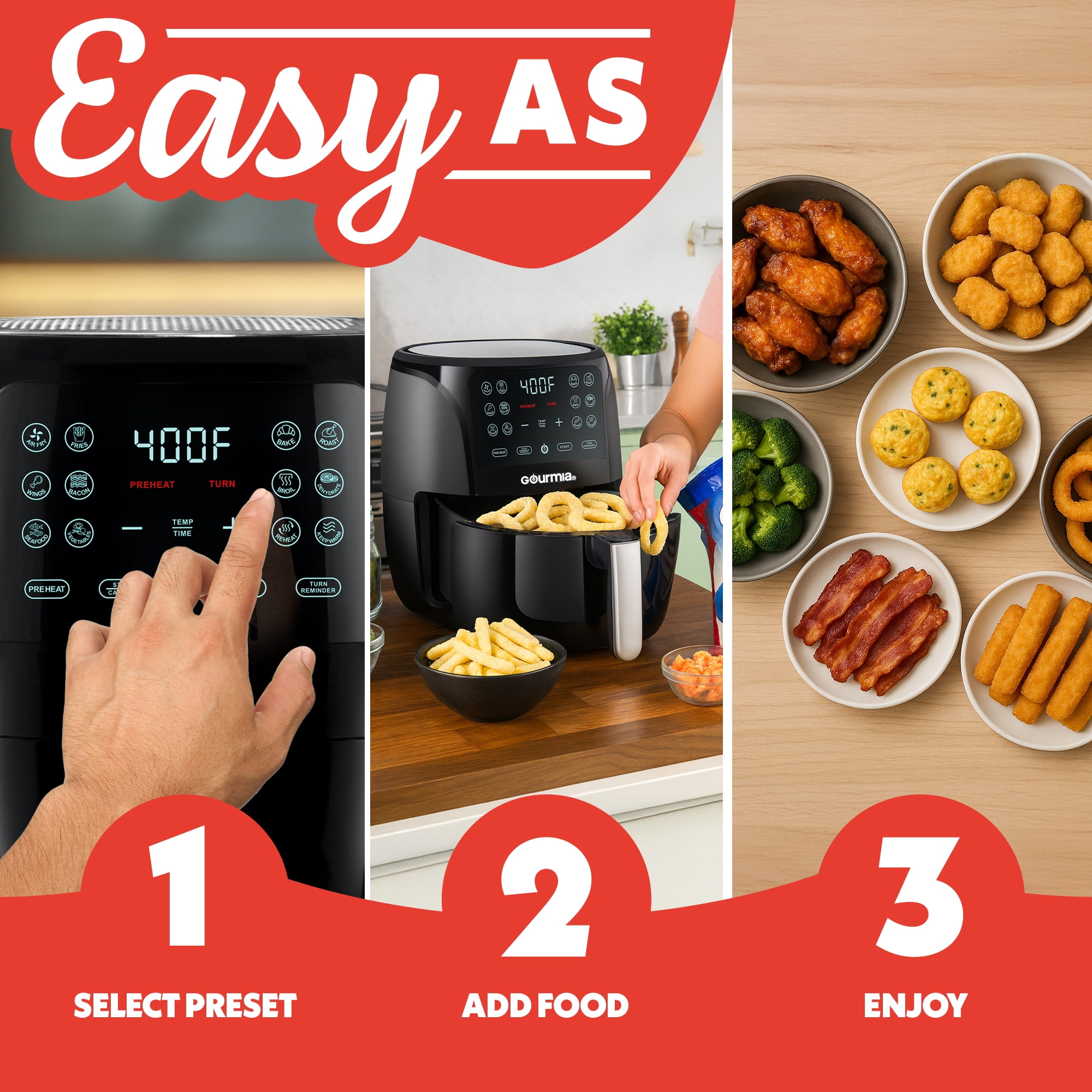 Gourmia 4 Qt Air Fryer, 12 Presets, Digital Display, FryForce 360°, Compact, Black - Image 8