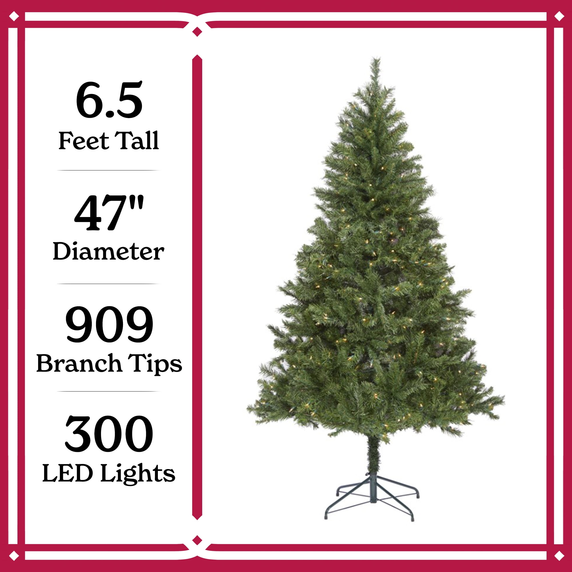 6.5ft Pre-Lit Arlington Artificial Christmas Tree with LED lights by Holiday Time - Image 6