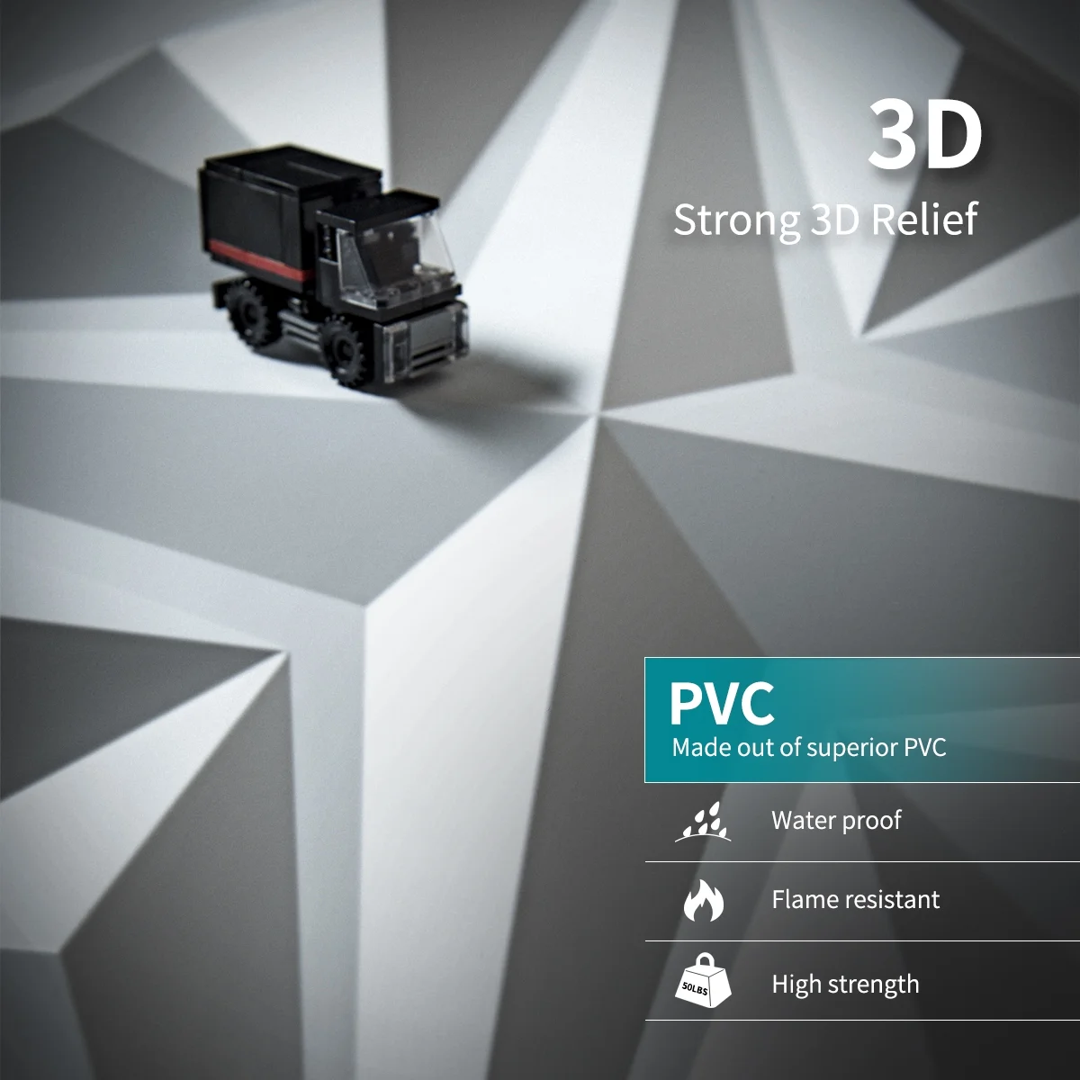 Art3d 3D Wall Panels Matte White 197" x 197" x 005" Embossed PVC Decorative, 12 Pieces, Pack - Image 2