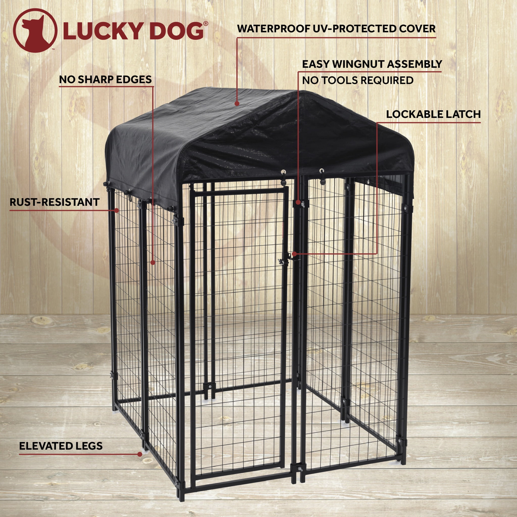 Lucky Dog Uptown Welded Wire Dog Kennel w/ Cover, 6'H x 4'W x 4'L - Image 4