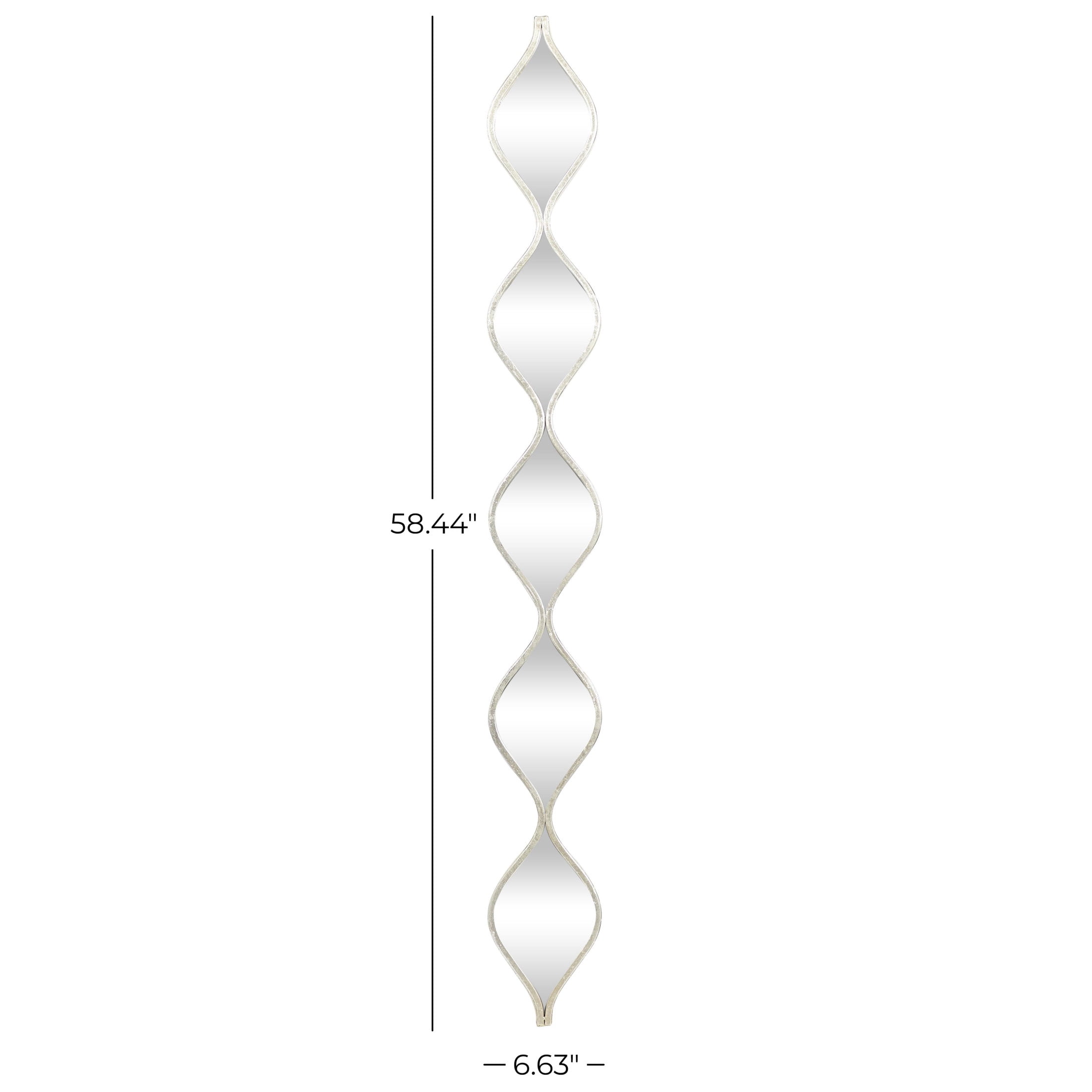 DecMode Contemporary Metal Beveled Oval Shape Wall Mirror with Silver Foil Finish, 7"W x 58"H - Image 8