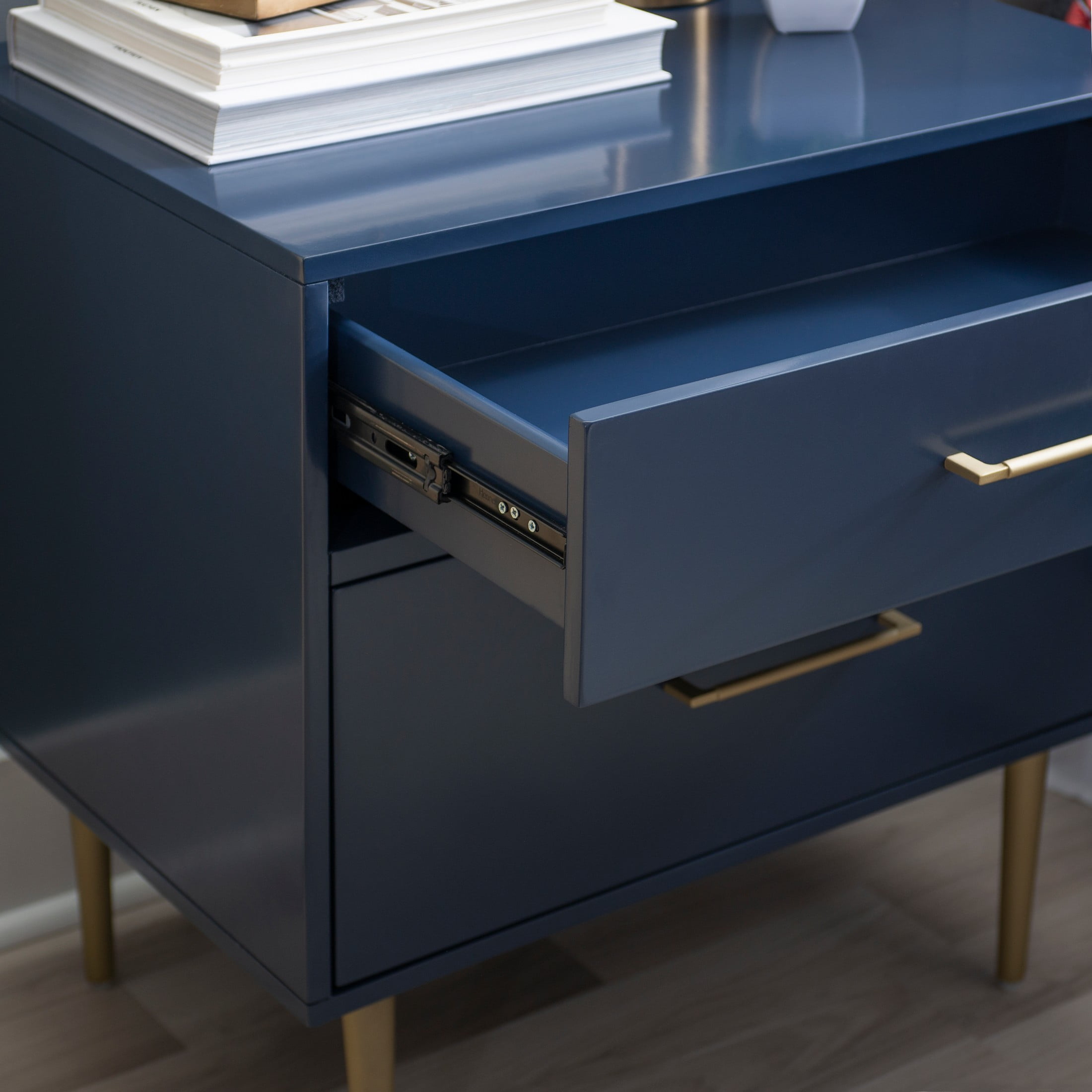 Linon Galena 2-Drawer Nightstand, Navy - Image 2