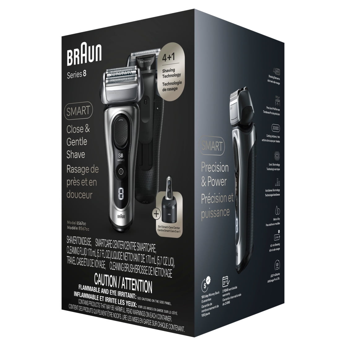 Braun Series 8 Electric Shaver for Men, with 4+1 Shaving Elements & Precision Long Hair Trimmer, 5in1 SmartCare Center, 8567cc Galvano Silver - Image 3