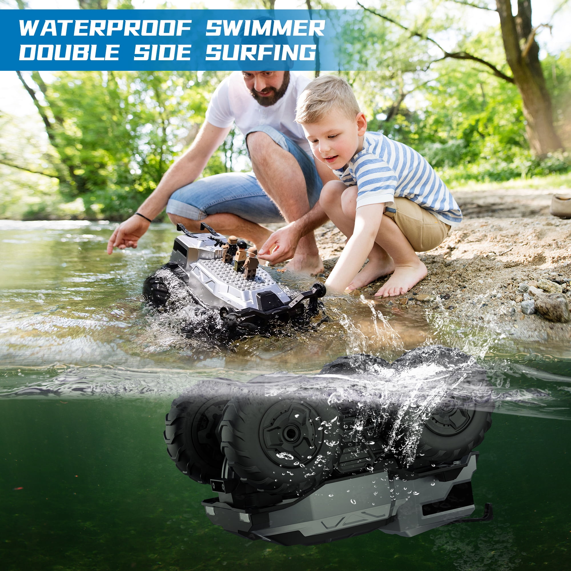 AUOSHI 1:16 Amphibious Remote Control Car Off-Road Pick-up Truck, 4WD Waterproof RC Cars Hobby 2.4GHz RC Trucks Toys for All Terrain, Vehicles Kids Gifts for Boys/Girls Age 6 7 8 9 10-12+ - Image 9