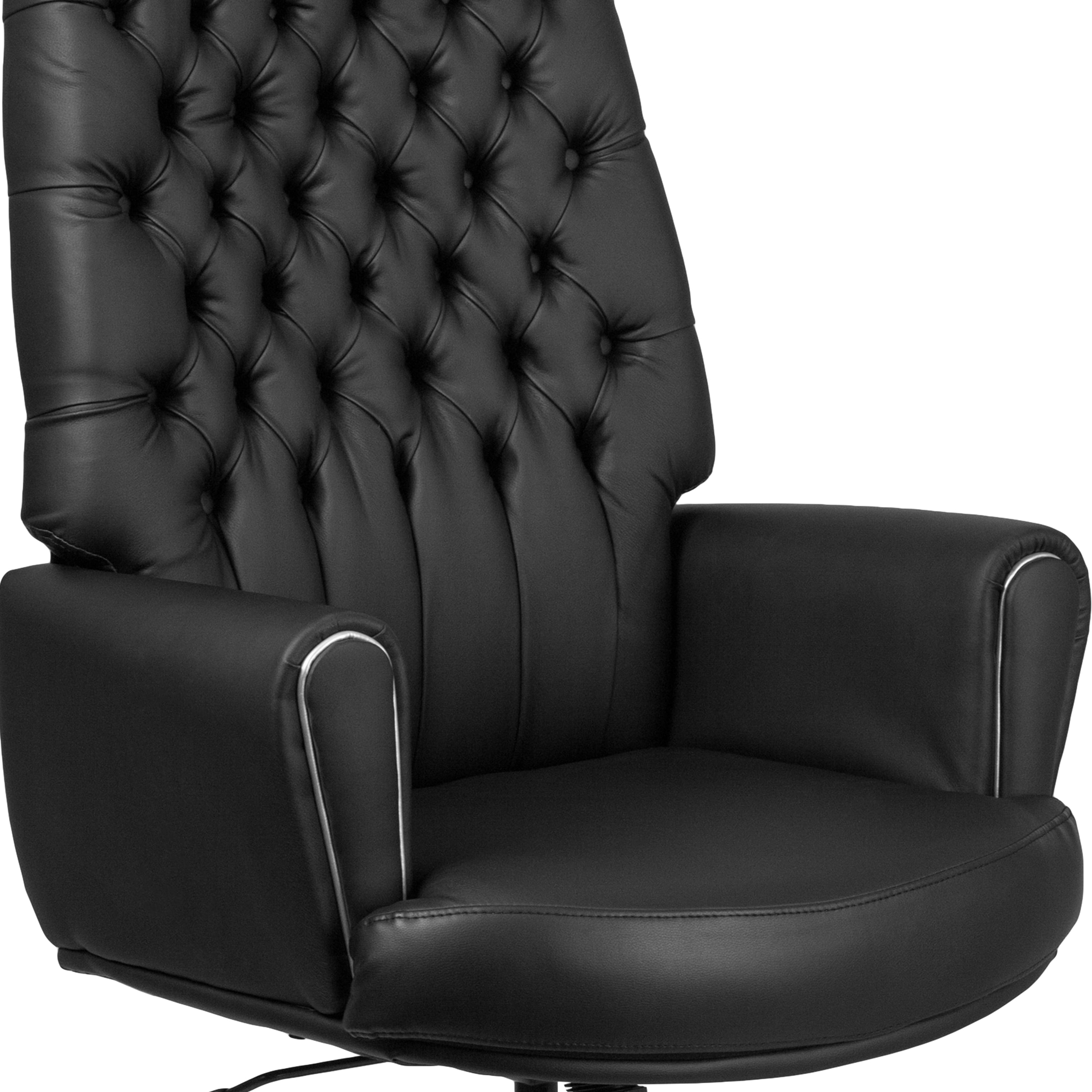 Flash Furniture Hansel High Back Traditional Tufted Black LeatherSoft Executive Swivel Office Chair with Silver Welt Arms - Image 12