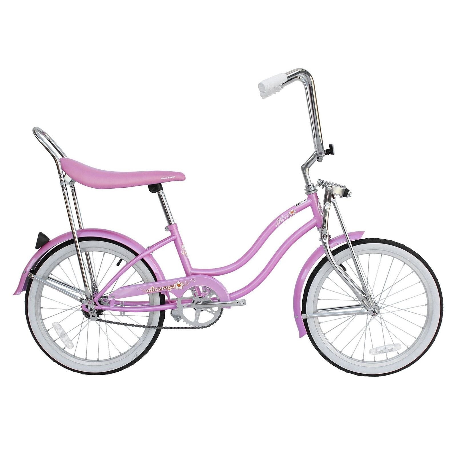 Micargi HERO 20" Beach Cruiser Coaster Brake Single Speed with Banana Seat Stainless Steel Spokes One Piece Crank Alloy Rims 36H Color: Pink - Image 2