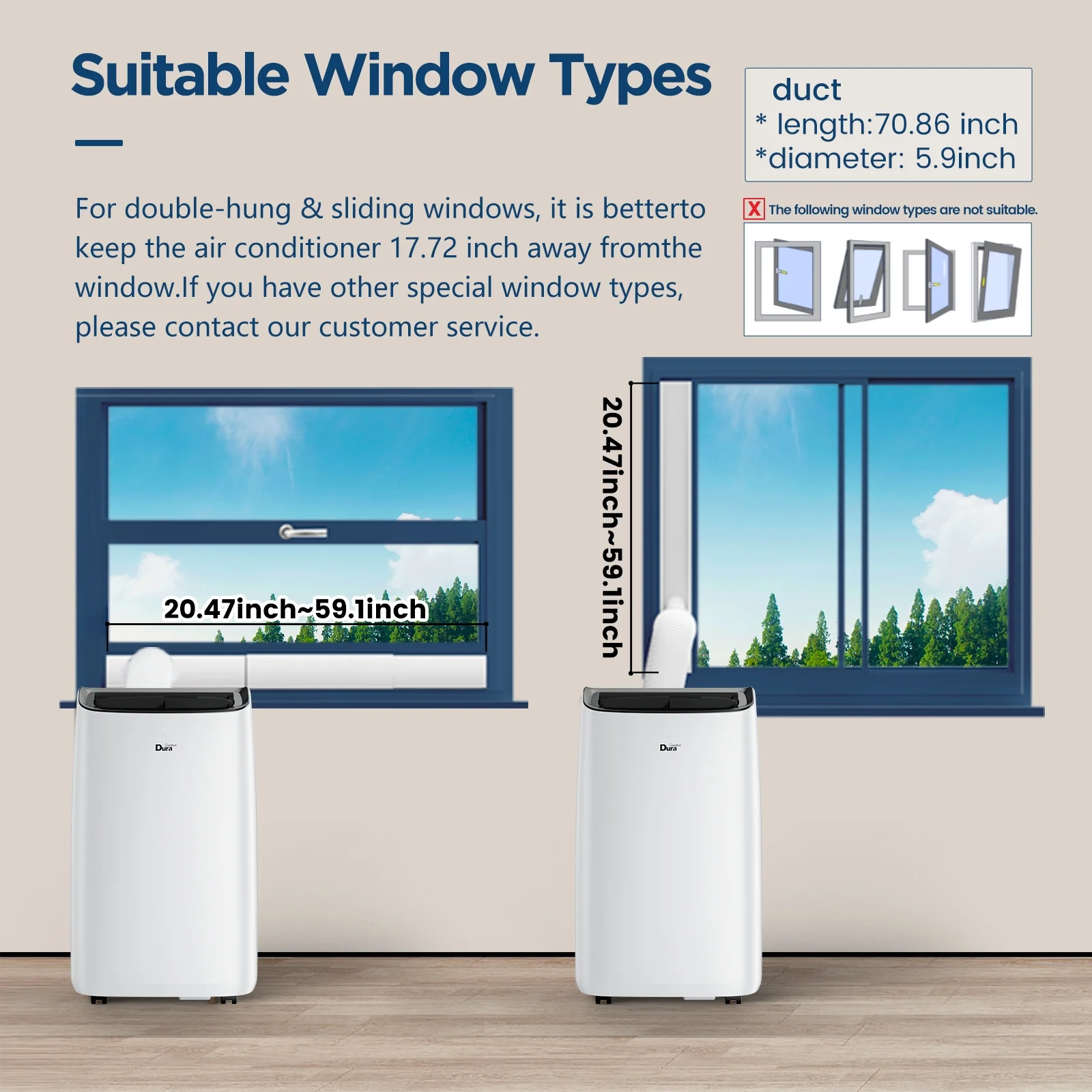 DuraComfort Portable Air Conditioners with Heater, 12000 BTU AC Unit with Heat, Cool, Dehumidifier, Fan for Room ups to 350 Sq.Ft - Image 6