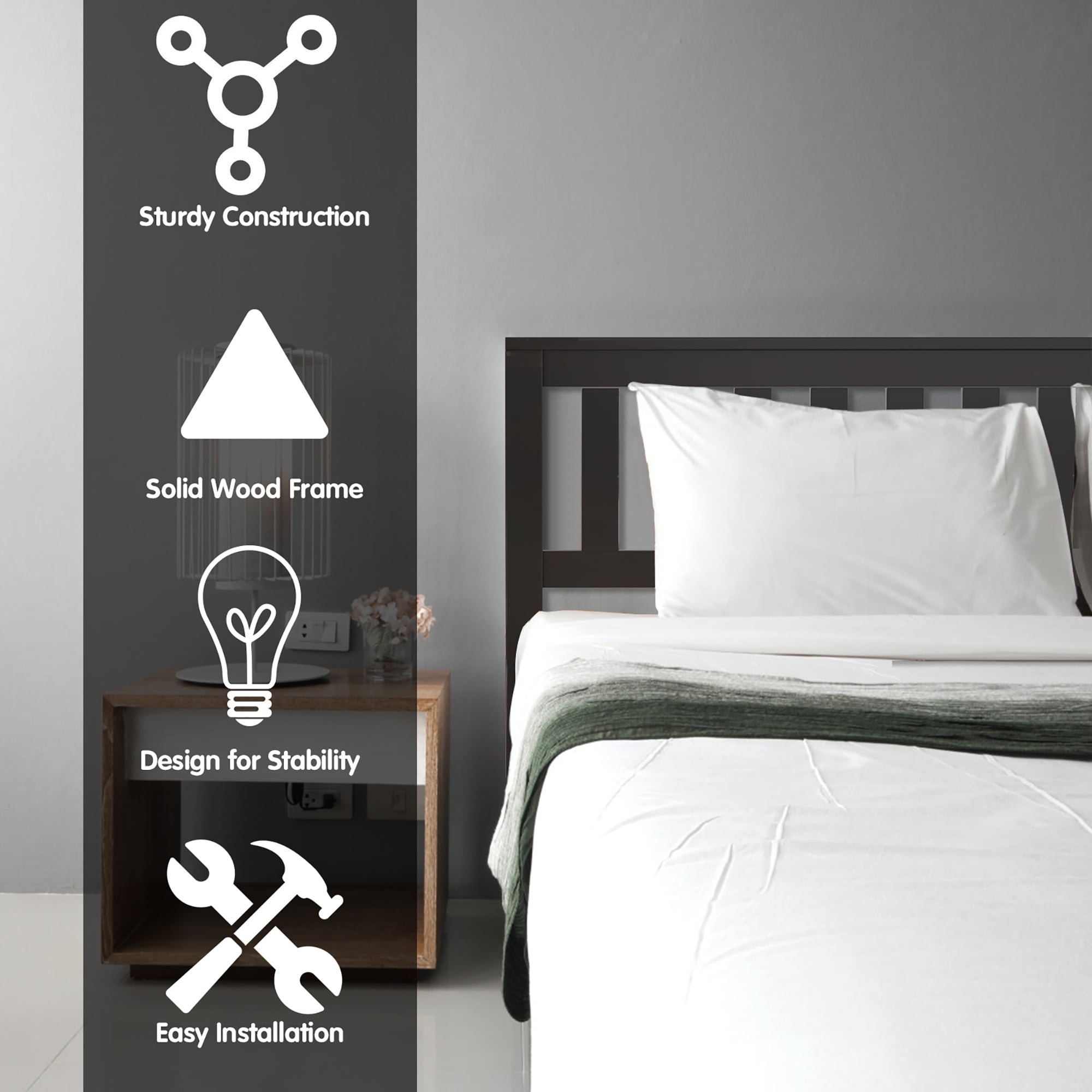 Costway Full Wood Platform Bed with Headboard and Footboard Mattress Foundation - Image 2