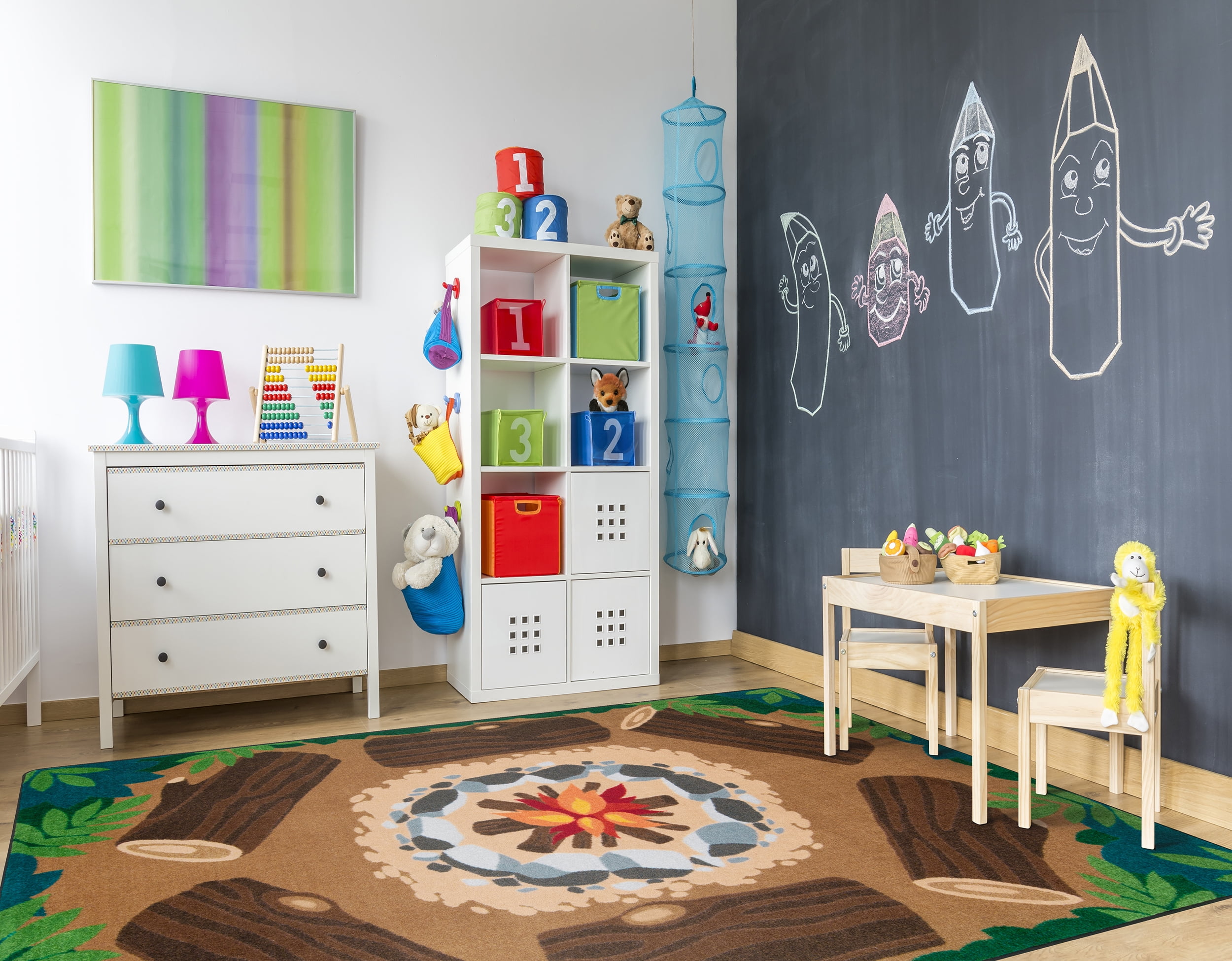 Joy Carpets Kid Essentials Campfire Fun 5'4" x 7'8" Indoor Area Rug in Color Multi - Image 11