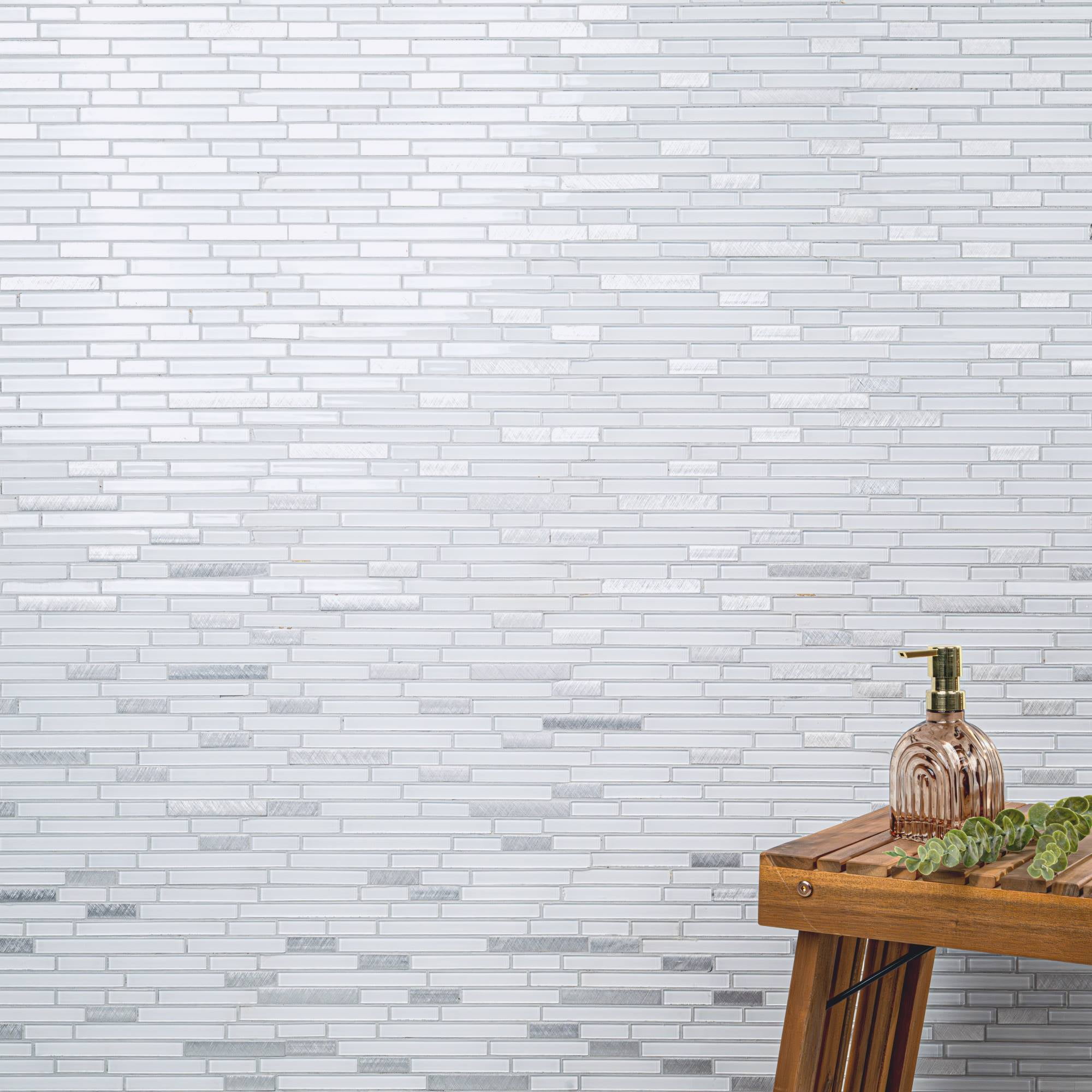 Lucid Sky Interlocking 11.81 in. x 12 in. x 4mm Glass Metal Mesh-Mounted Mosaic Tile (19.6 sq. ft. / case) - Image 15