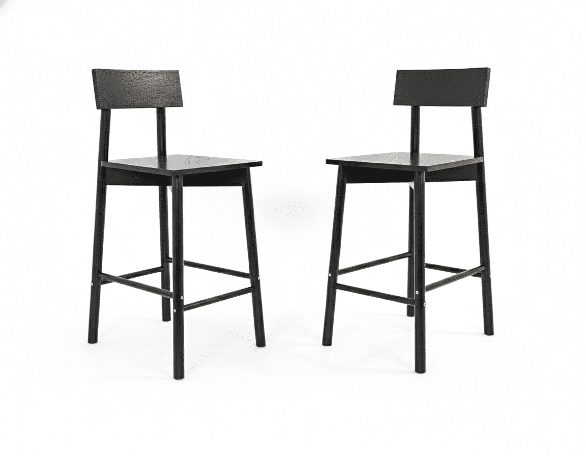 Mainstays 25" Wooden Casual Modern Barstool, Black, Set of 2 - Image 8