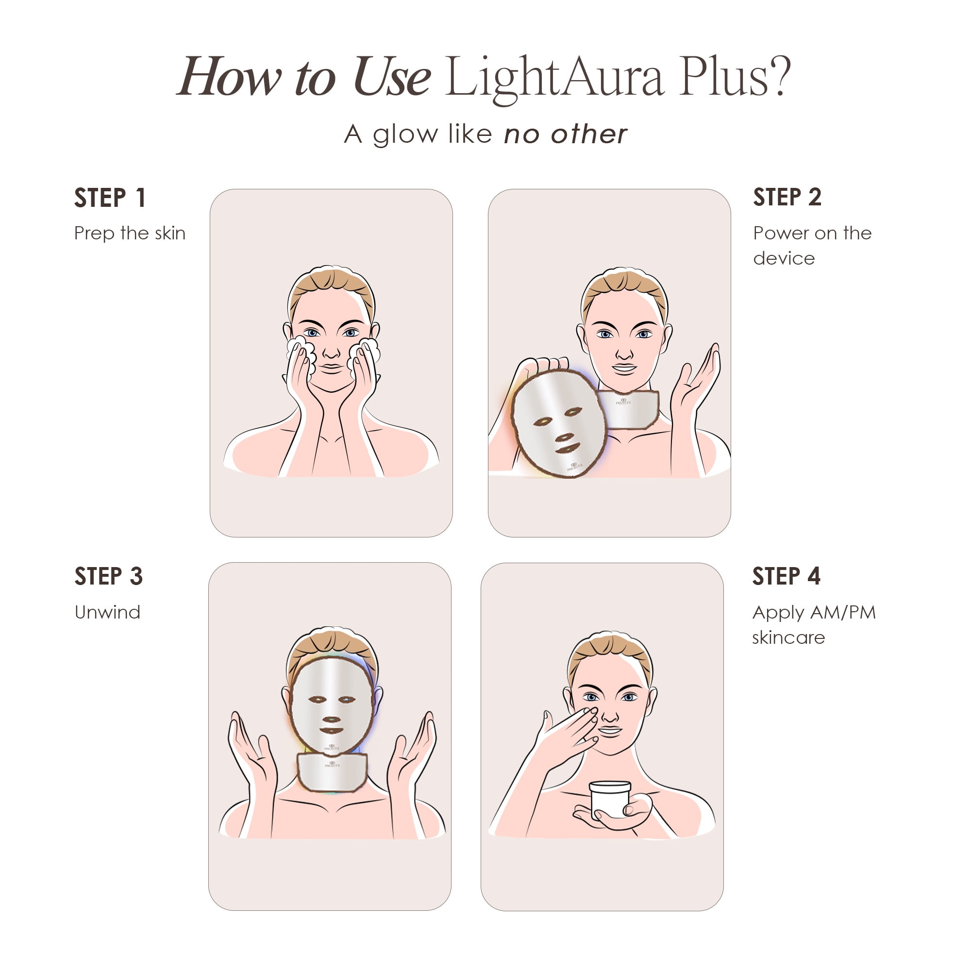 Project E Beauty Wireless 7 Color LED Mask Neck Photon Light Skin Rejuvenation Therapy Facial Skin Care Mask - Image 10