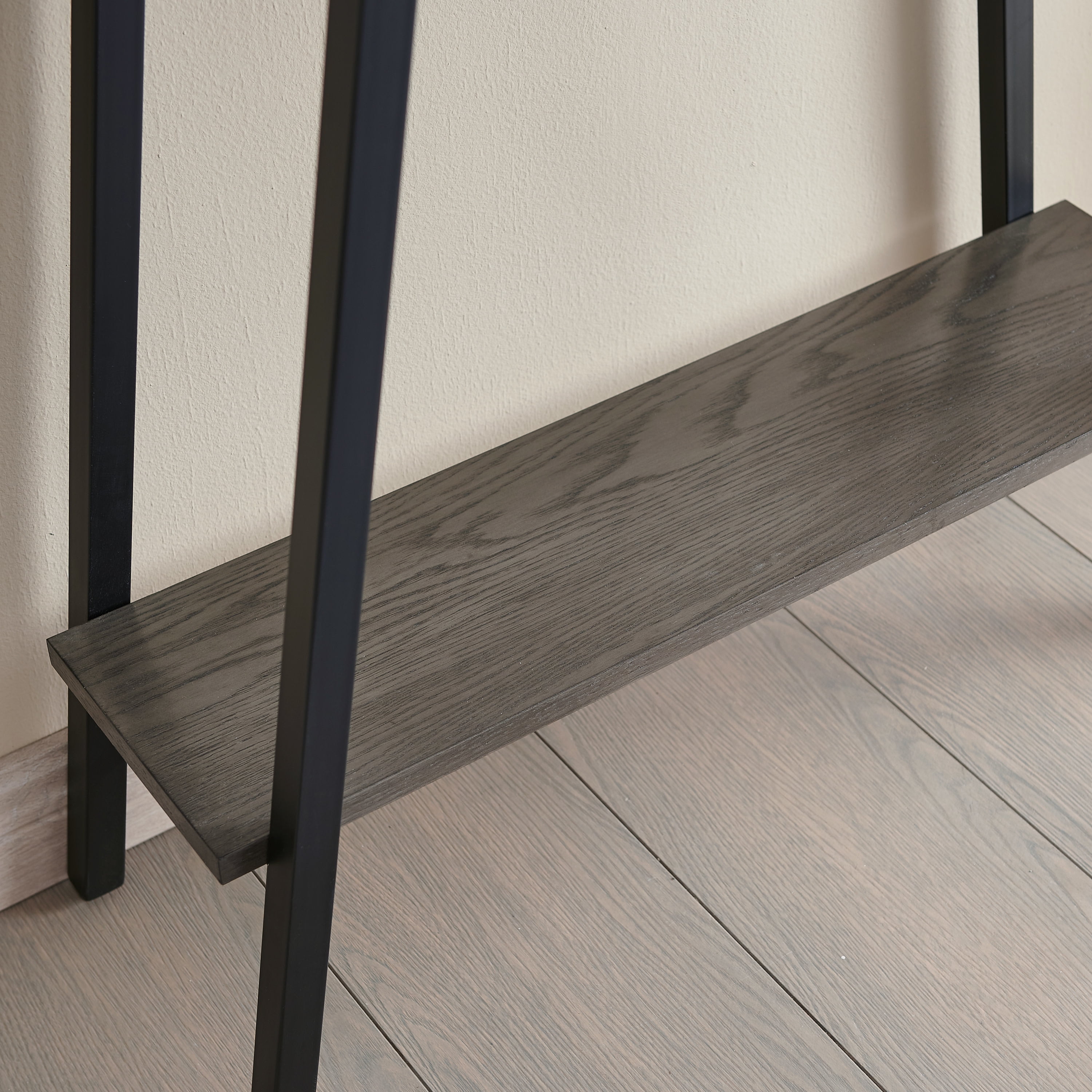 Leick Home Empiria 30" Wood and Metal Hall Console Table with Shelf, Gray/Matte Black - Image 2