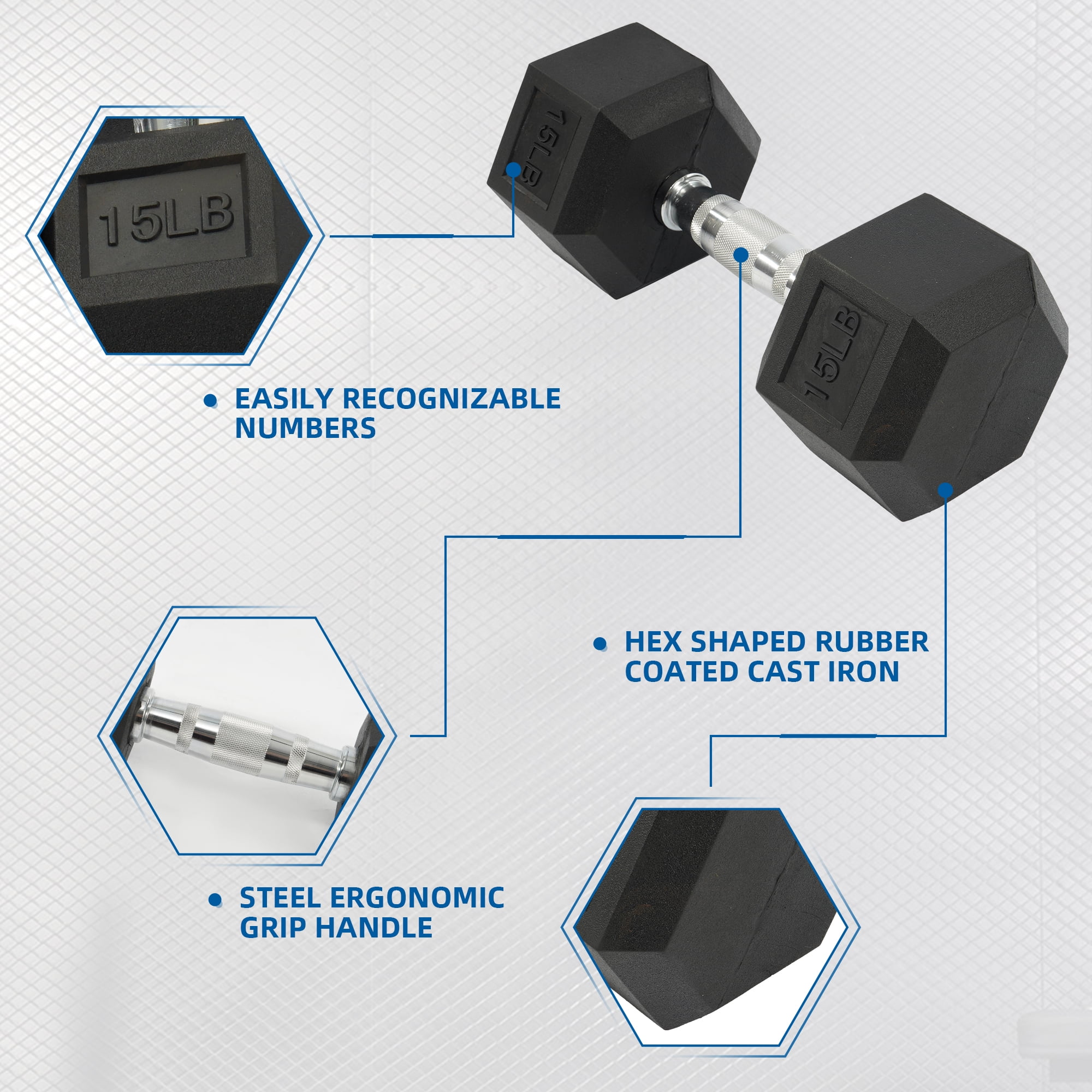 BalanceFrom 150LB Coated Hex Dumbbell Weight Set and A-Frame Storage Rack, 5-25 lbs Pairs - Image 4