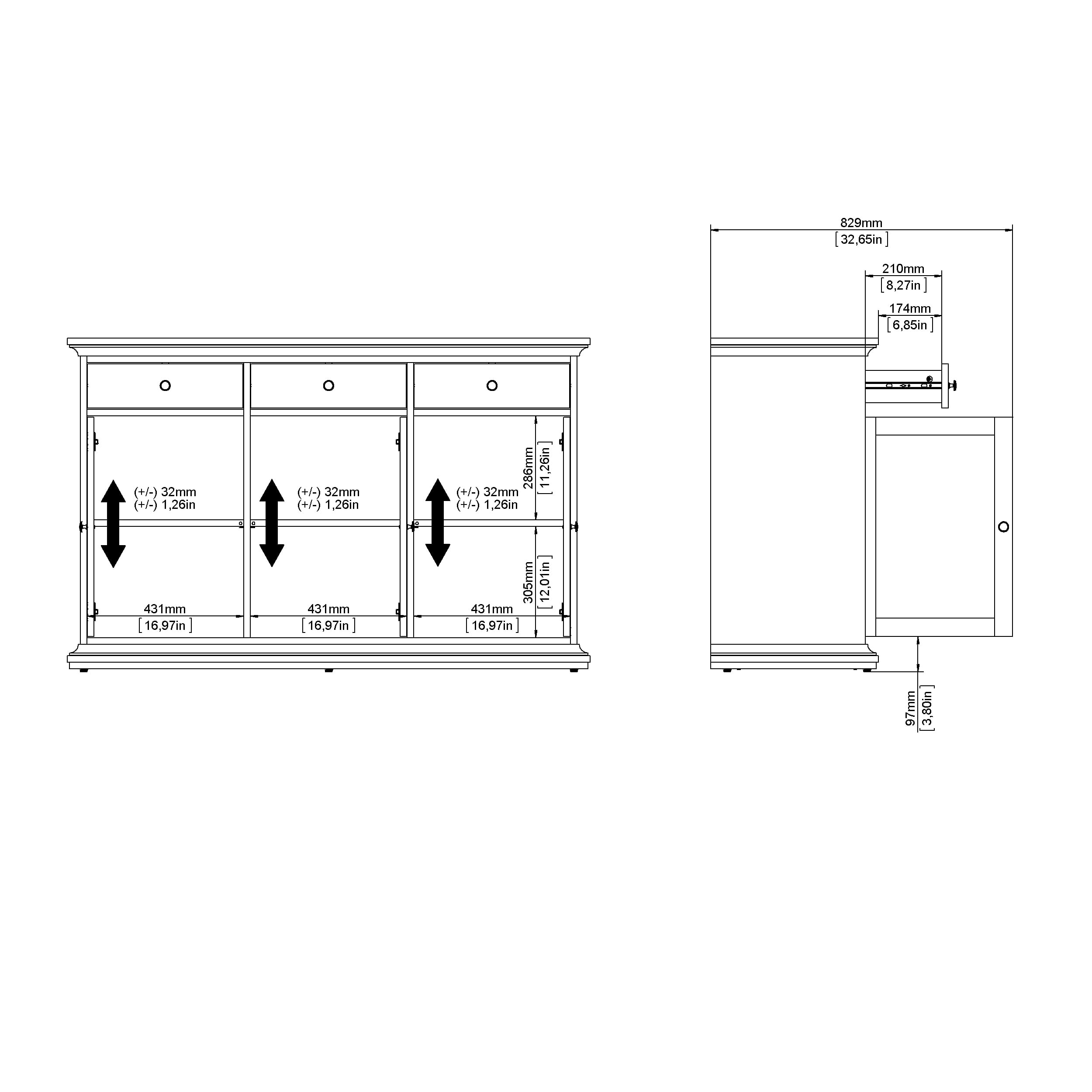 Tvilum Sonoma 6 Shelf Sideboard with 3 Doors and 3 Drawers, White - Image 5
