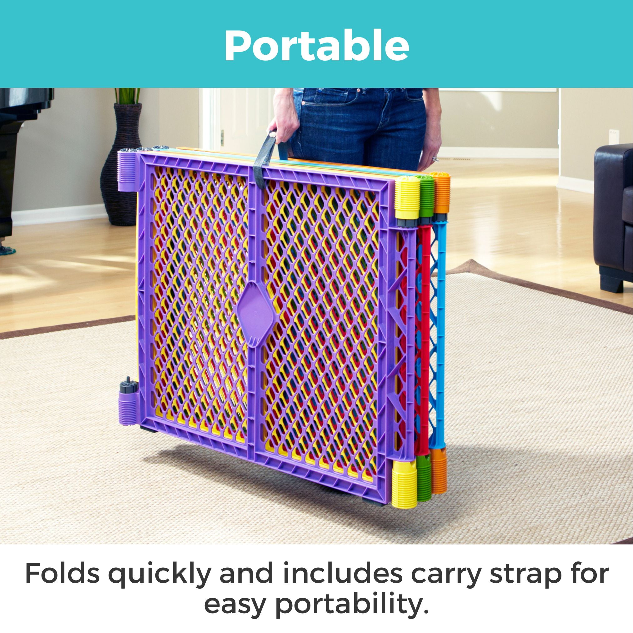 Toddleroo Superyard Colorplay 8 Panel Portable Indoor & Outdoor Play Yard, Multicolor - Image 12