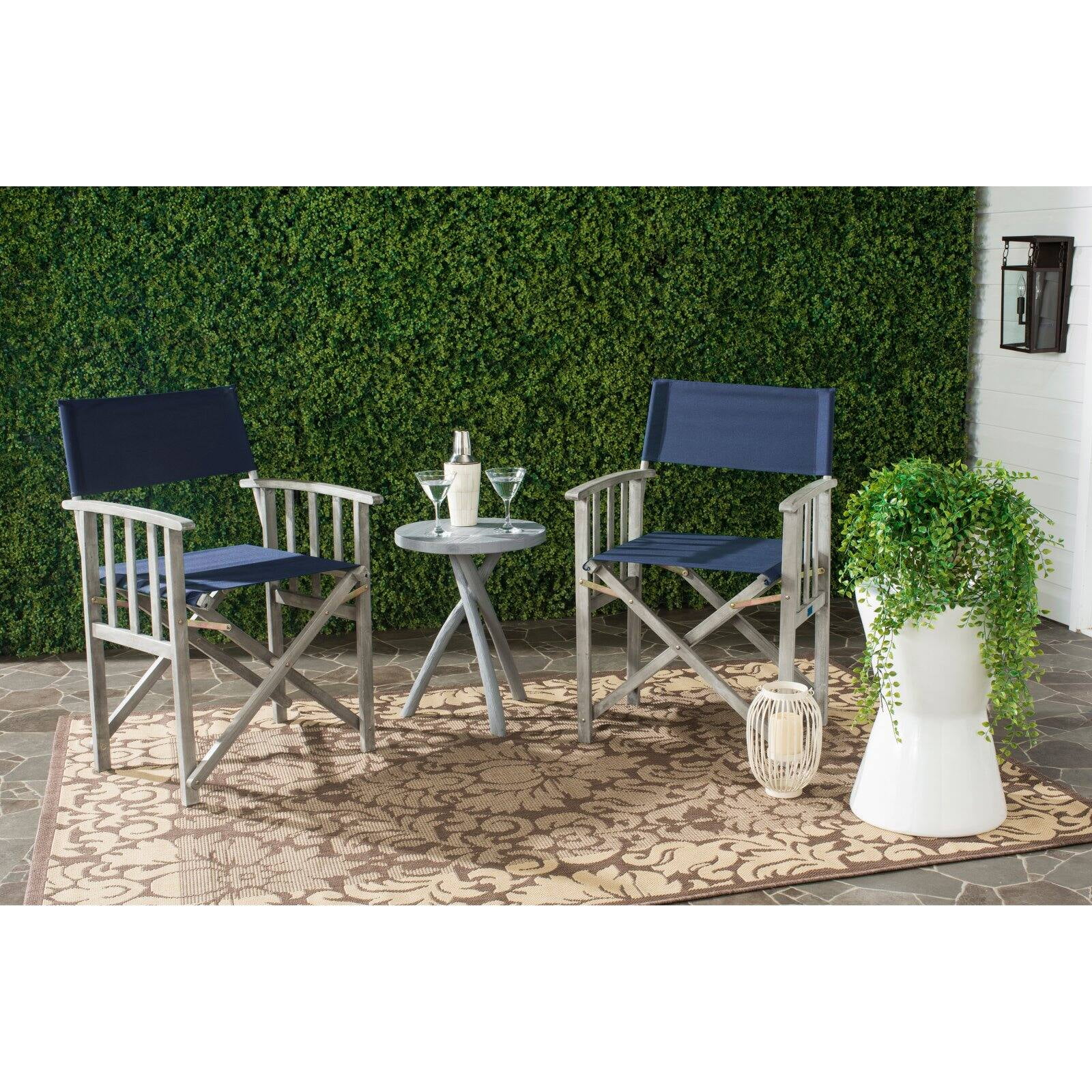 Safavieh Laguna Outdoor Patio Director Chair, Set of 2 - Natural/Red - Image 4
