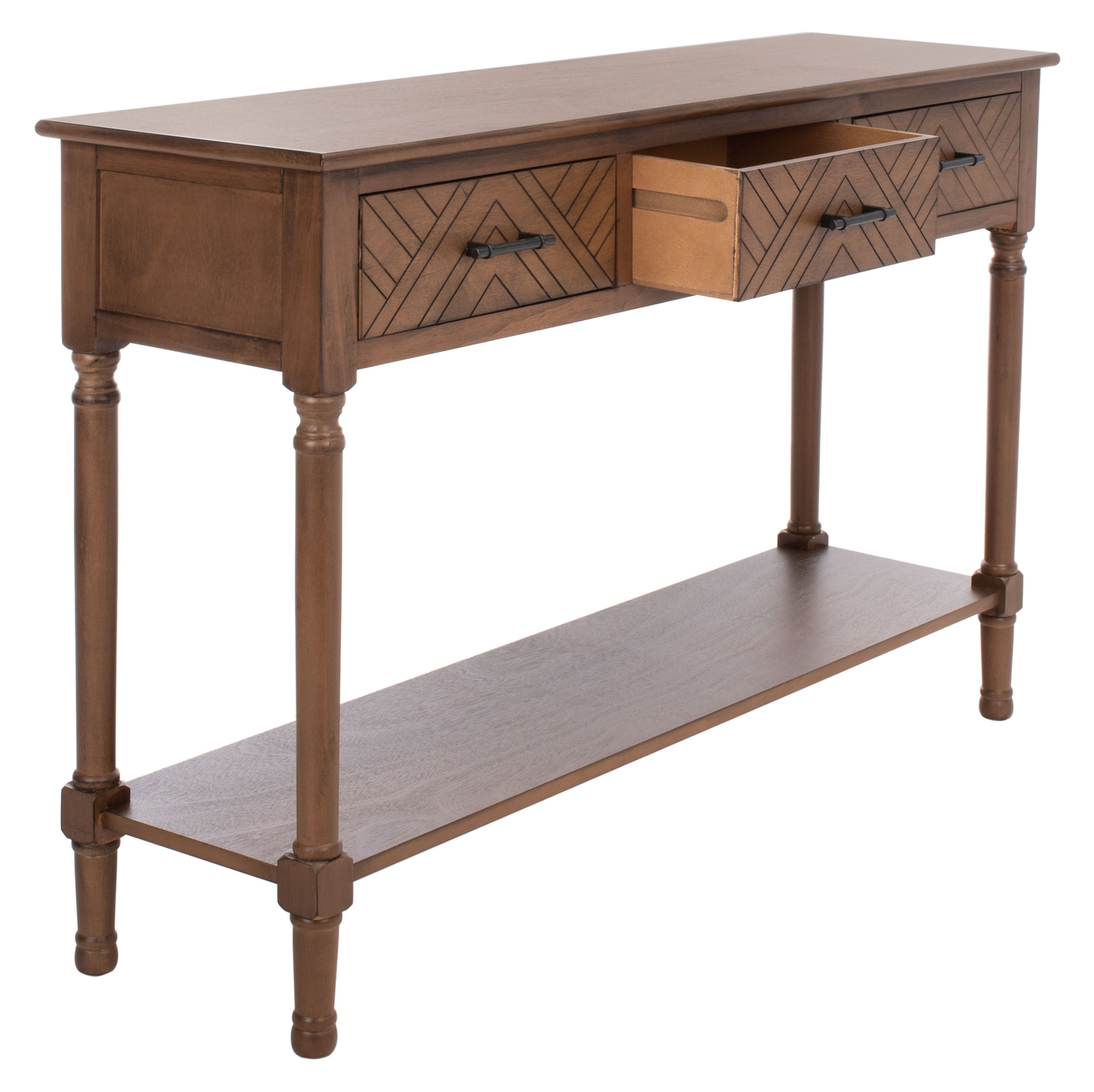 SAFAVIEH Peyton French Brown Wood Console Table with Drawer (47.3 in. W x 13 in. D x 29.5 in. H) - Image 16