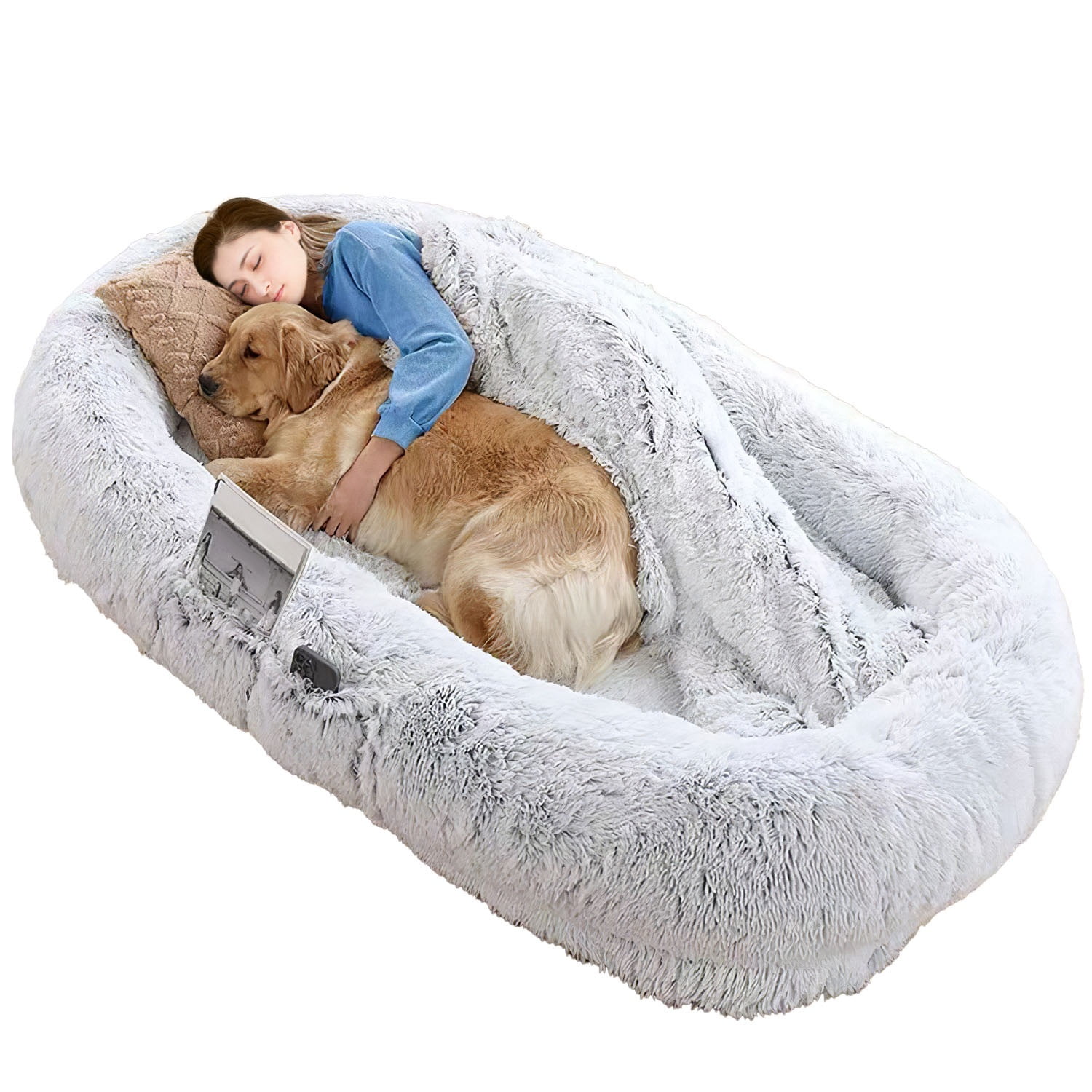 Moclever Human Size Dog Bed Washable Bean Bag Bed for Adults Kids Pets 72.83x47.24x11.81in, Gray - Image 3