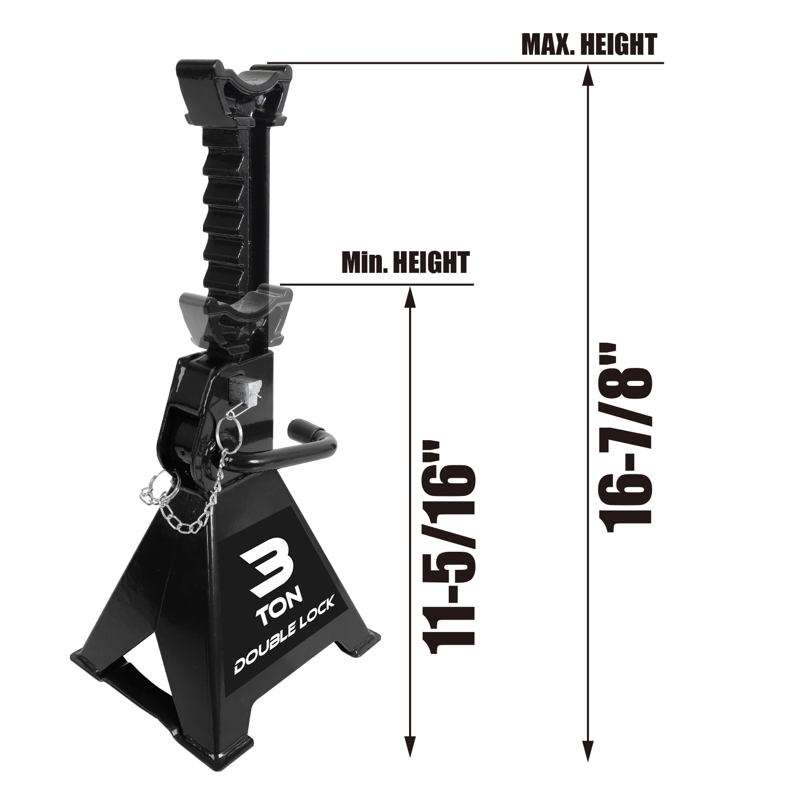 Torin 3 Ton Heavy Duty Jack Stands Double Locking Pins Car Jack Stand, Black, 1 Pair, W43005AB - Image 4