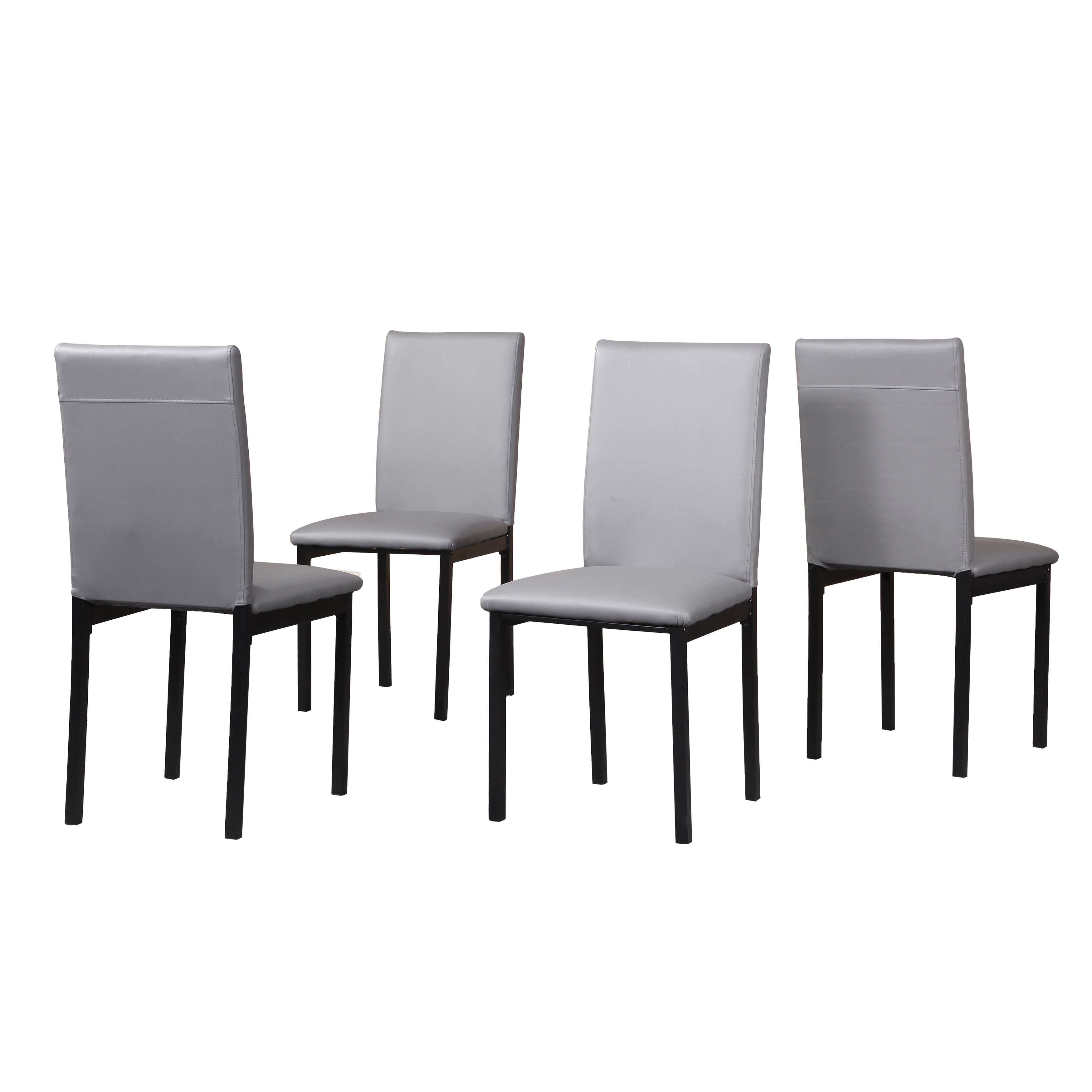 Roundhill Furniture Citico Metal 5-Piece Dinette Set with Laminated Faux Marble Top, Off White Table with Gray Chairs - Image 4