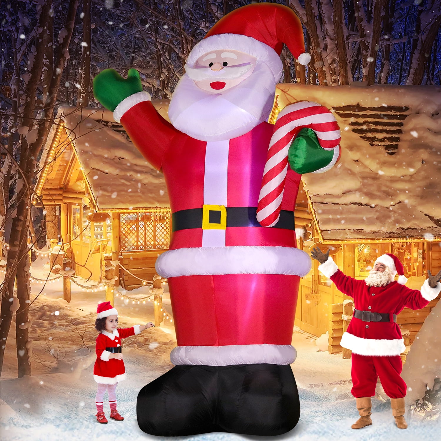 DeeKom 14' Christmas Inflatable Outdoor Decorations, Xmas Giant Blow up Santa Claus with Candy, Built-in LEDs for Lawn Yard Garden Party Festival Celebration - Image 7