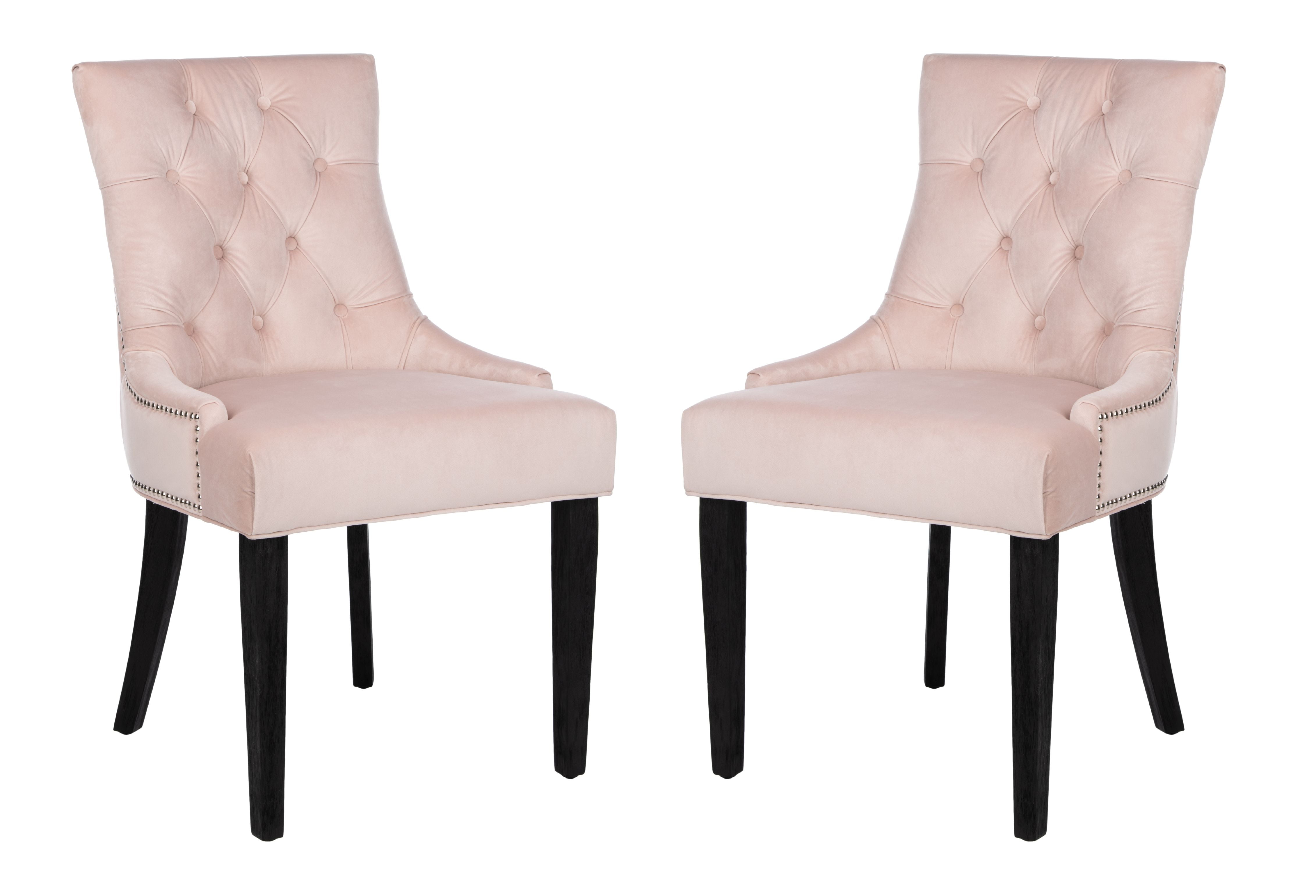 SAFAVIEH Harlow Glam Tufted Ring Chair with Silver Nailheads, Set of 2, Blush Pink - Image 4