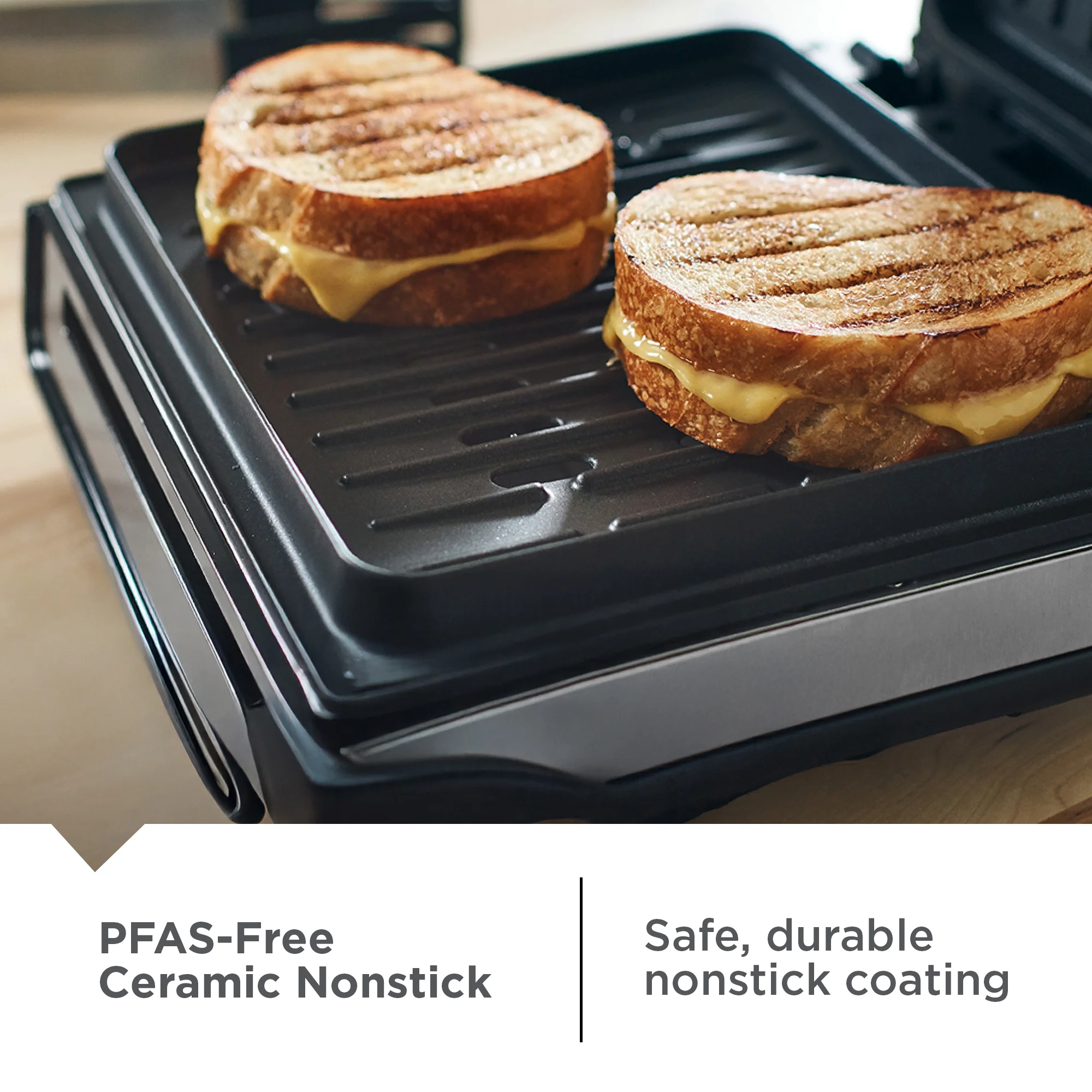 George Foreman 4–6 Serving Electric Indoor Grill, Contact Smokeless Grilling with Removable Plates and Drip Tray, Stainless Steel Housing - Image 5