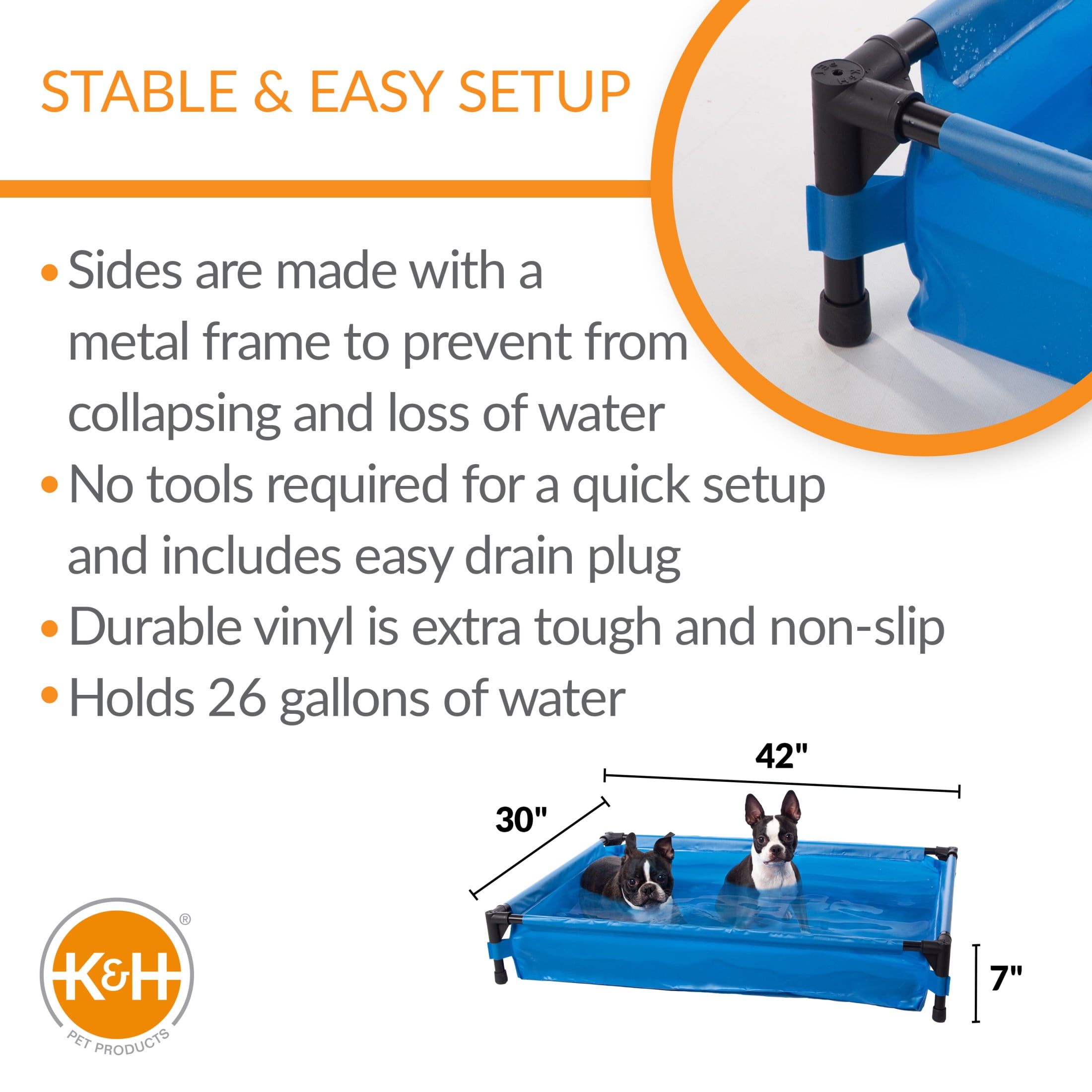 K&H Pet Products Dog Pool & Pet Bath Blue Large 42 X 30 X 7 Inches - Image 4