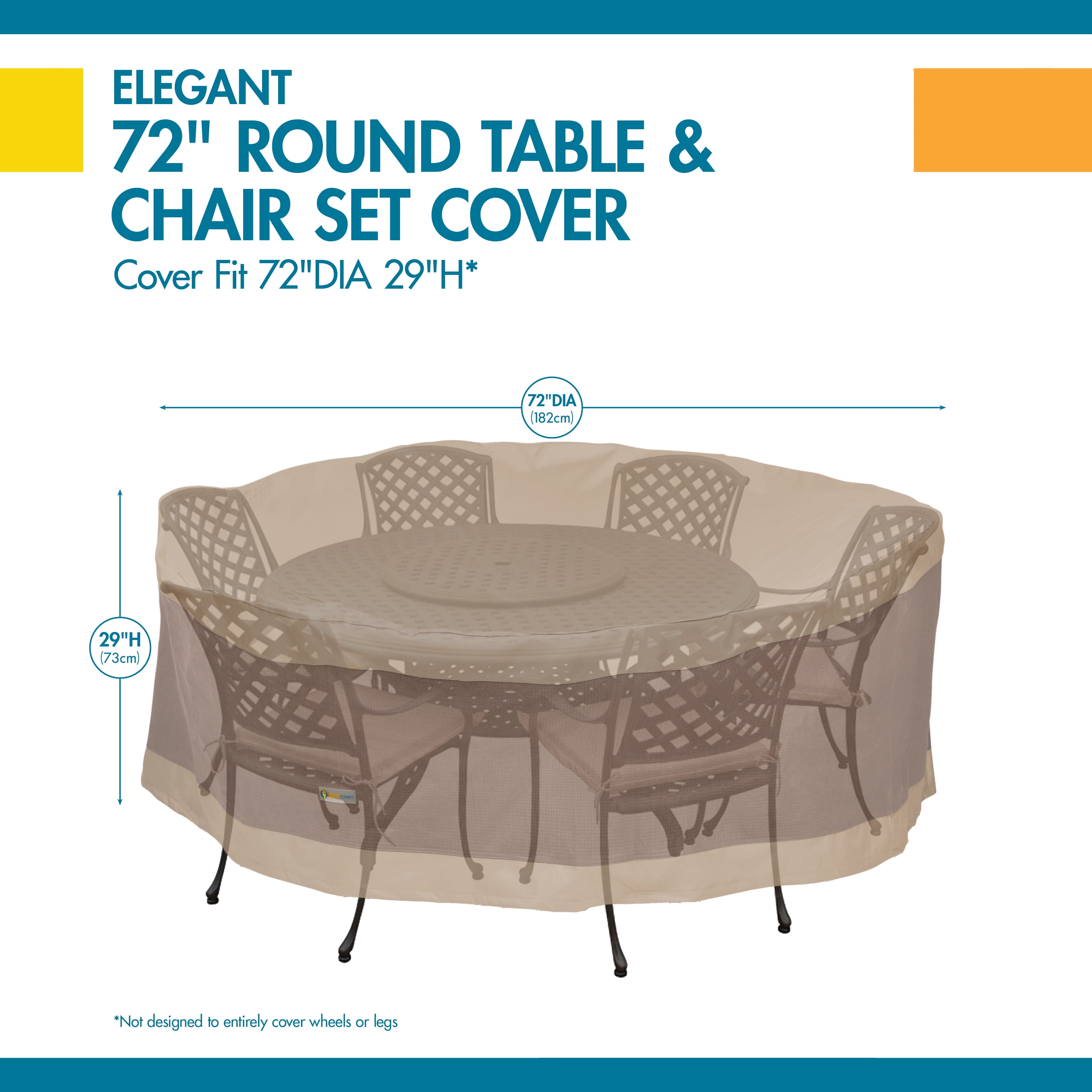 Duck Covers Elegant Waterproof 72 Inch Round Patio Table & Chair Set Cover - Image 11