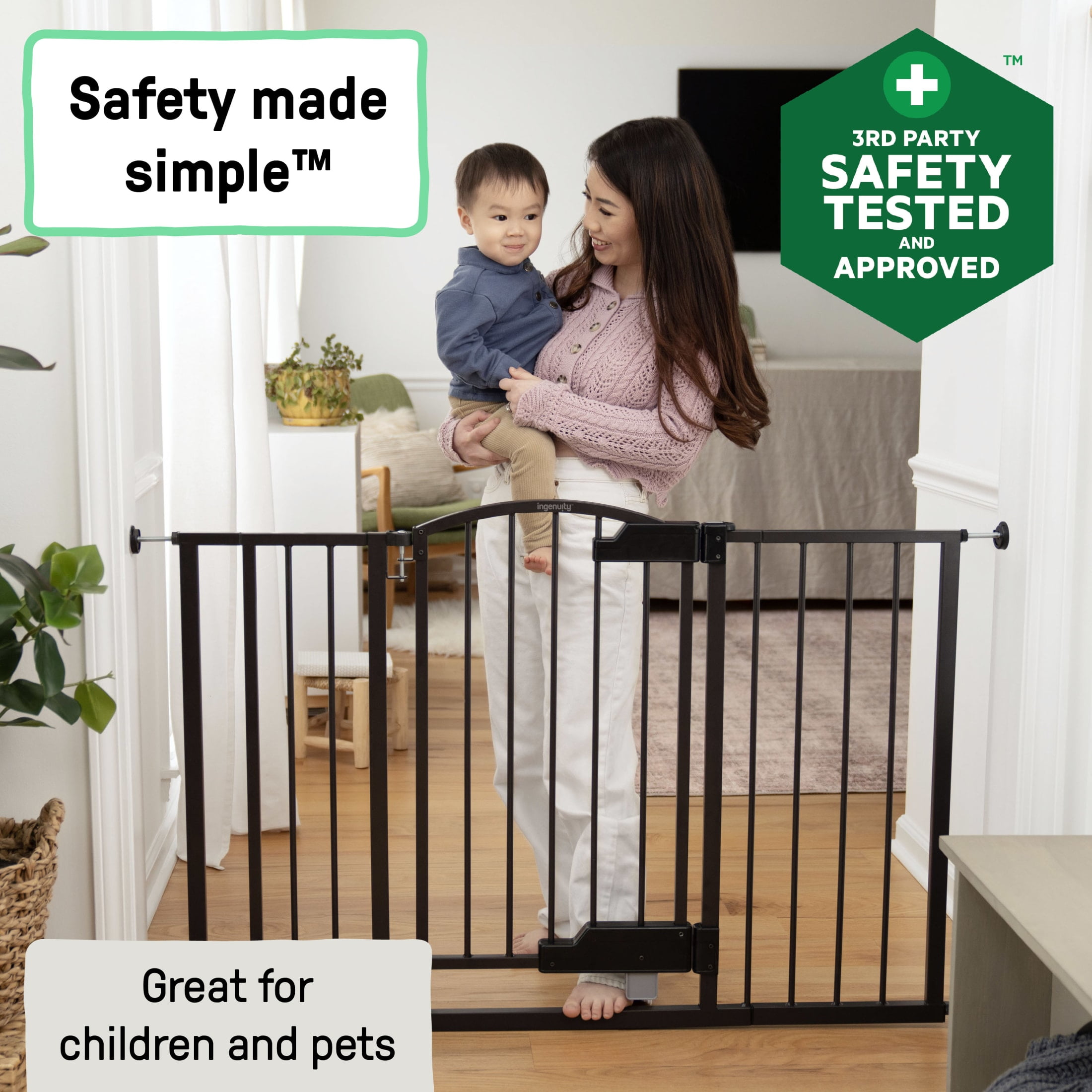 Ingenuity Thruway 52W Series Pet and Baby Gate, Espresso Metal, Openings from 27.5” to 52" Wide - Image 6