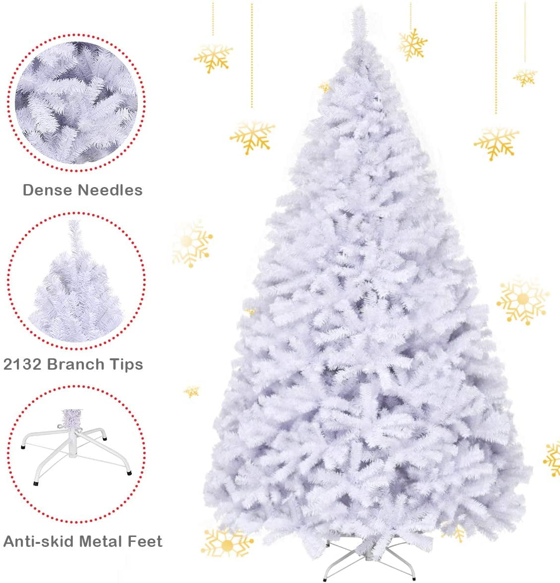 Gymax 9ft White Christmas Tree Classic Pine Tree PVC Material Thicken Tips(White) - Image 2