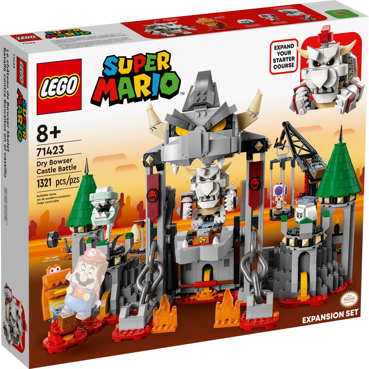 LEGO Super Mario Dry Bowser Castle Battle Expansion Set, Buildable Game with 5 Toy Figures Included, Super Mario Gift for Kids Ages 8+, 71423 - Image 2