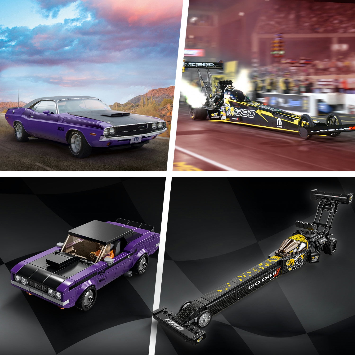 LEGO Speed Champions Mopar Dodge//SRT Top Fuel Dragster and 1970 Dodge Challenger T/A 76904 Building Toy (627 Pieces) - Image 5