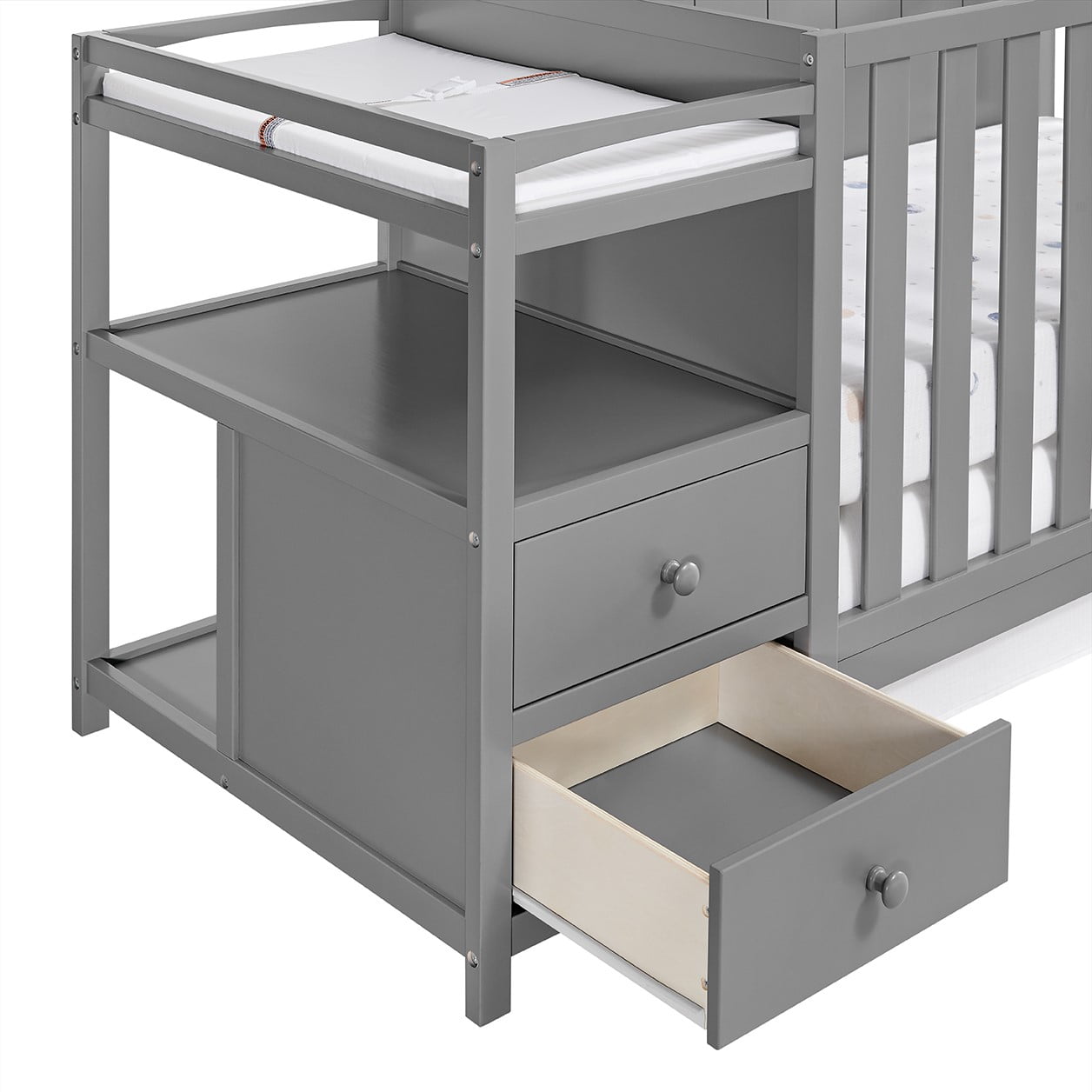 Oxford Baby Pearson 4-in-1 Convertible Crib & Changing Station, Dove Gray, GREENGUARD Gold Certified, Wooden Crib - Image 3