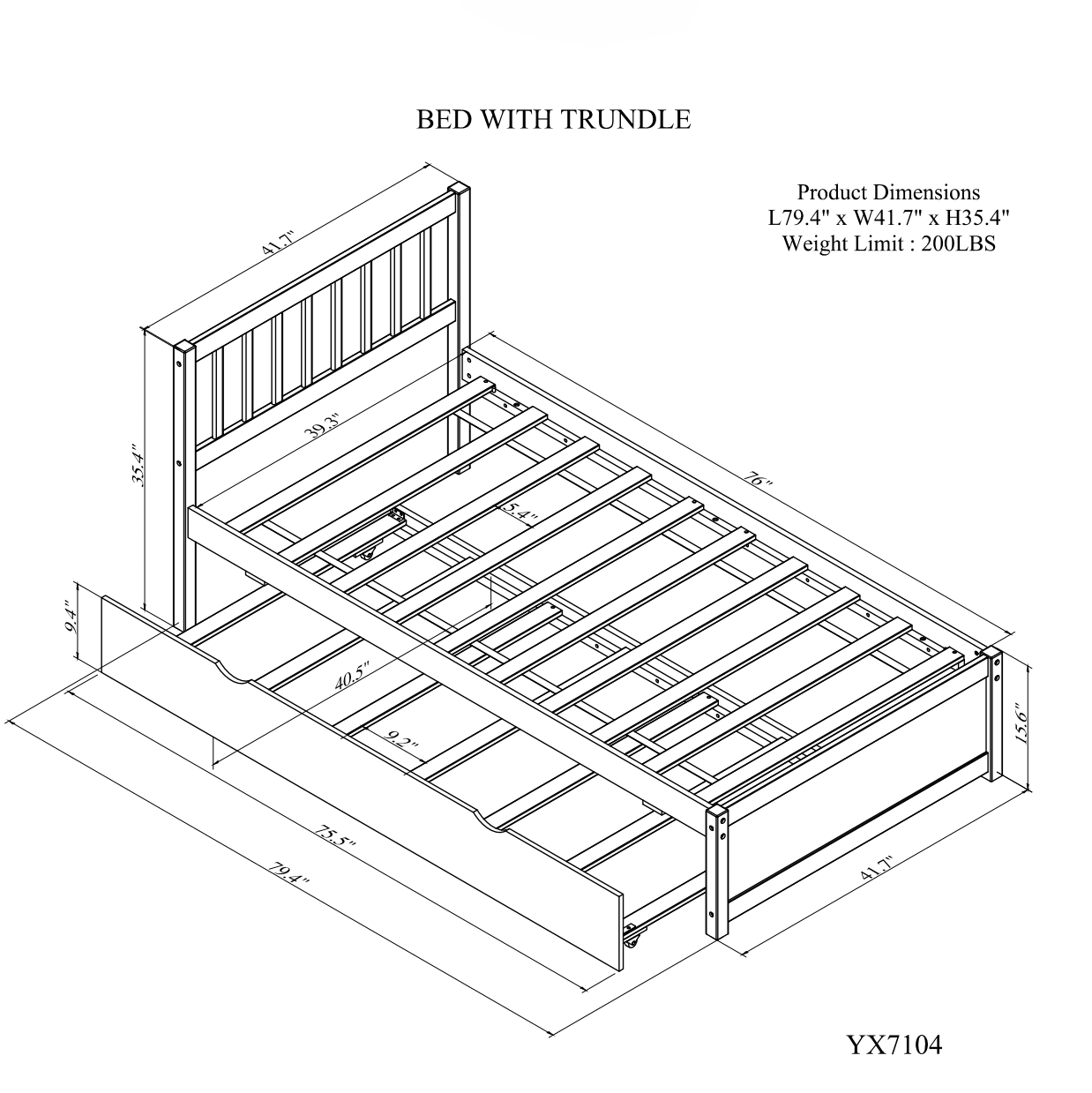 Miniyam Wood Twin Size Bed with Trundle & Headboard for Kids and Teens, White - Image 4