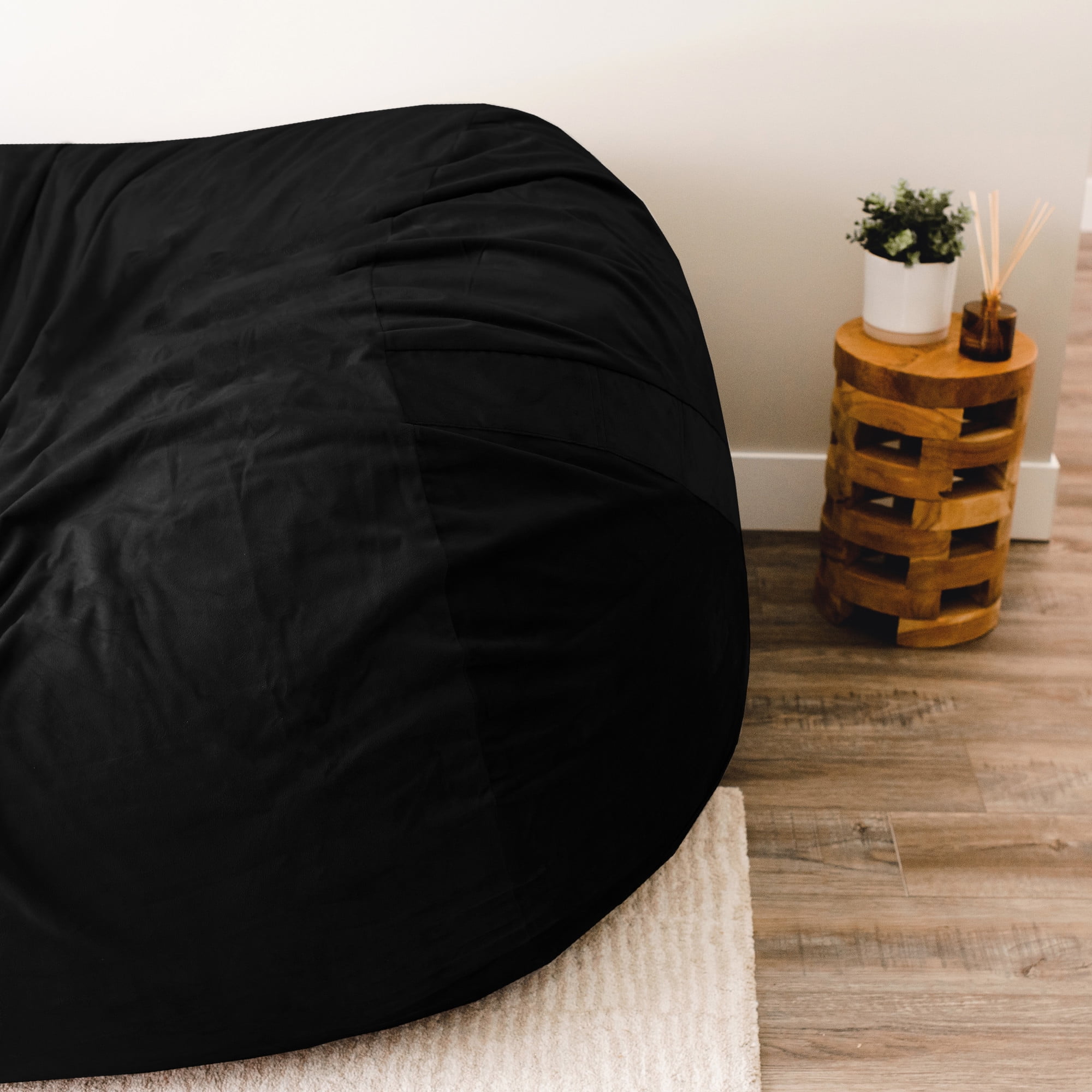 Big Joe Fuf 7Ft Giant Foam Bean Bag Chair Couch with Removable Cover for Kids, Teens, Adults, Jet Black Plush, Soft Polyester, 7 foot Oversized - Image 6