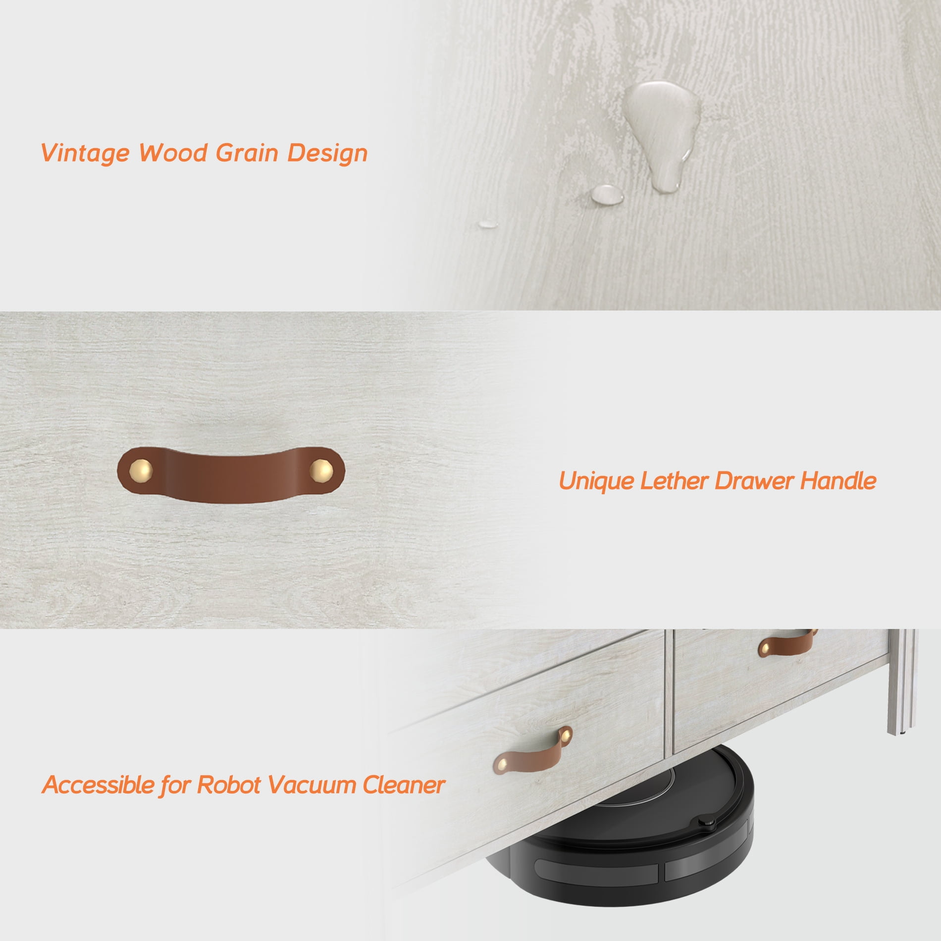 Dresser for Bedroom, Wood Dresser with 6 Drawers, Storage Cabinet for Living Room, Hallway, White - Image 2