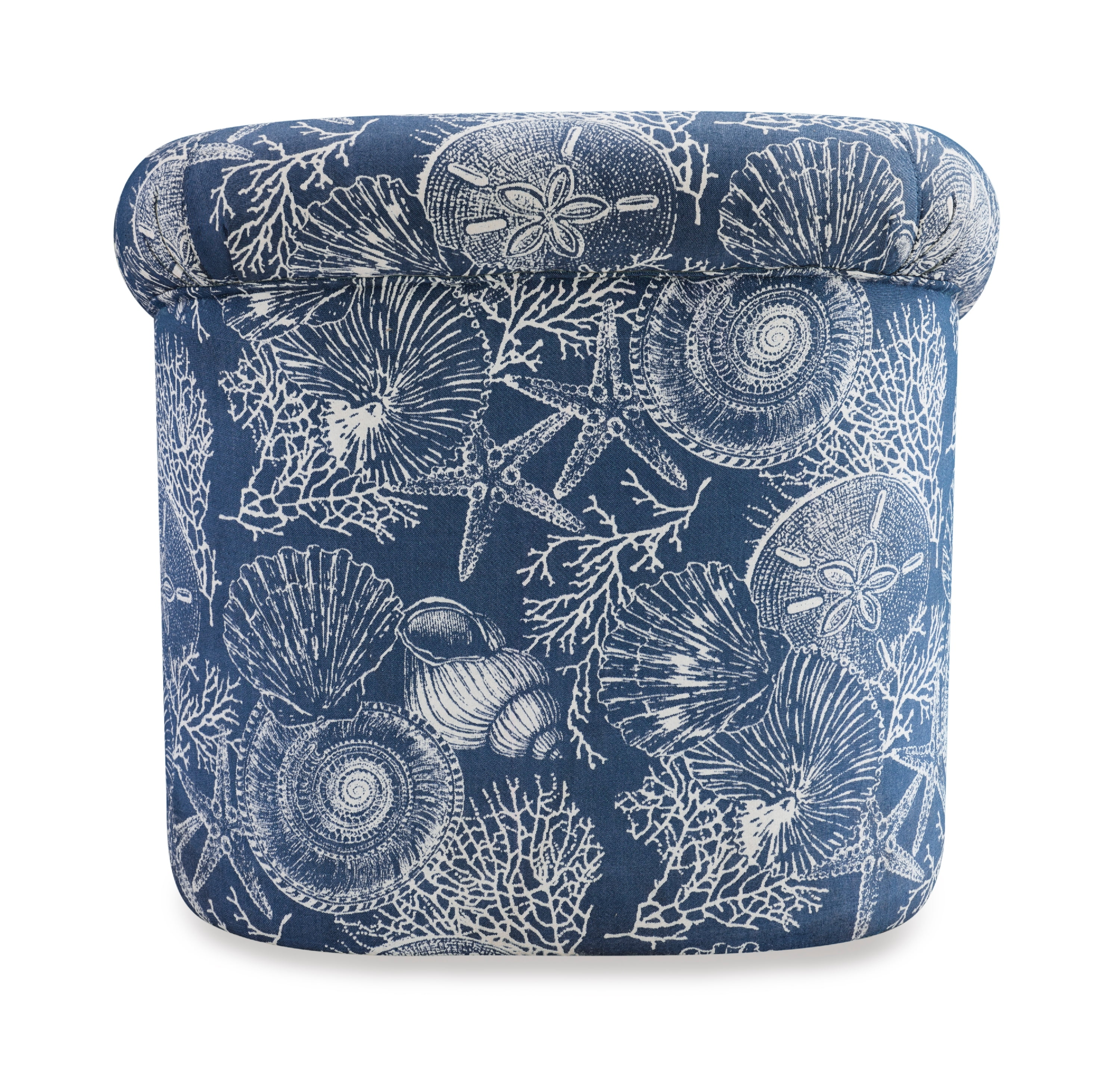 Grandee Club Chair with Swivel, Ocean Blue and White Coastal Pattern - Image 3