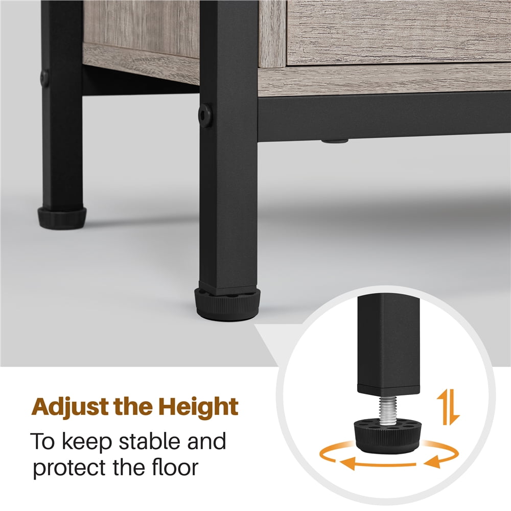 Alden Design Wooden Floor Storage Cabinet with Shelves 3 Drawers for Living Room Entryway Kitchen, Gray - Image 3