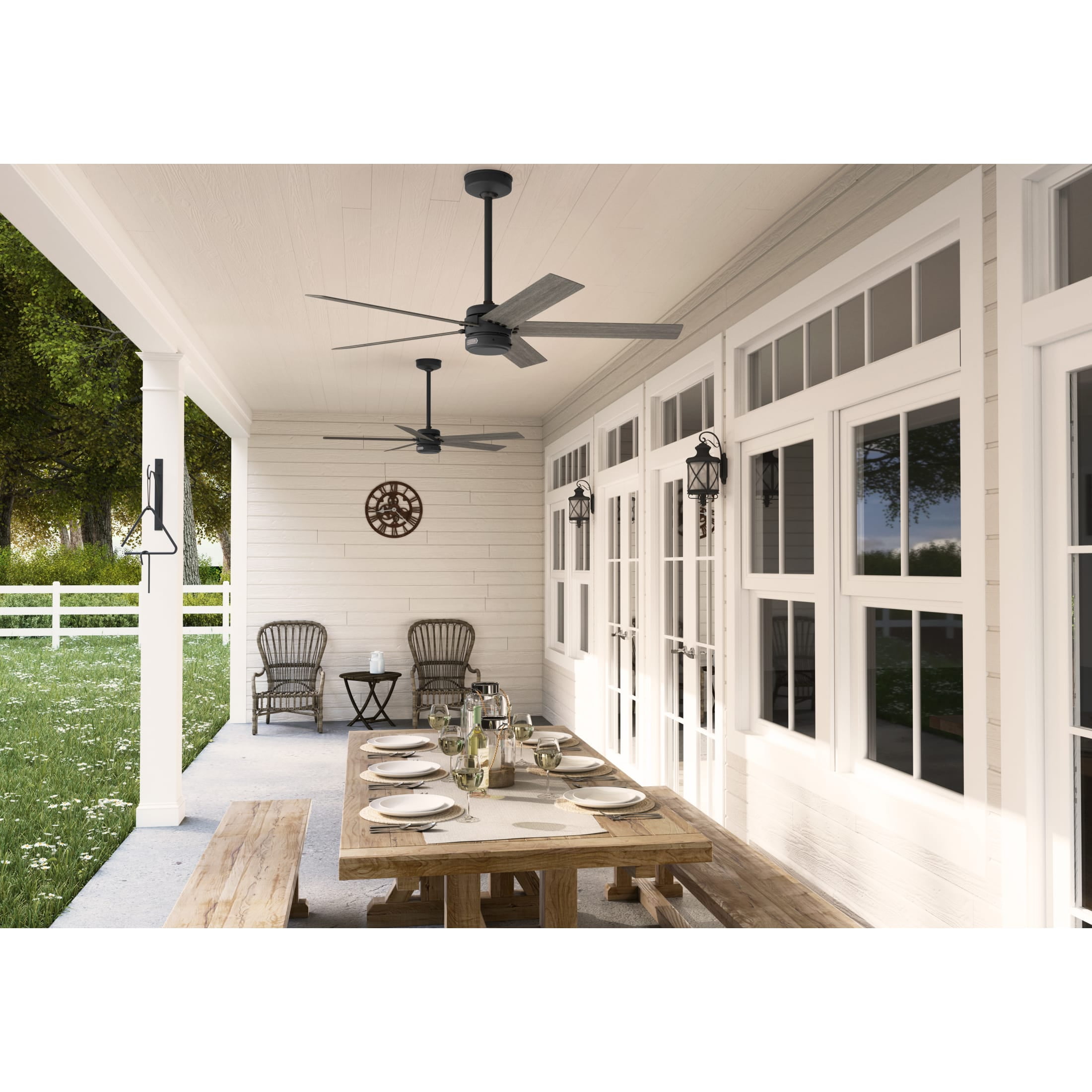 Hunter 52 inch Outdoor or Indoor Ceiling Fan No Light - Black Ceiling Fan without Light, For Patio, Porch, Garage, or Living Room, Standard Mount, 5 Blades, Wall Control - Burton 52247, Matte Black - Image 10