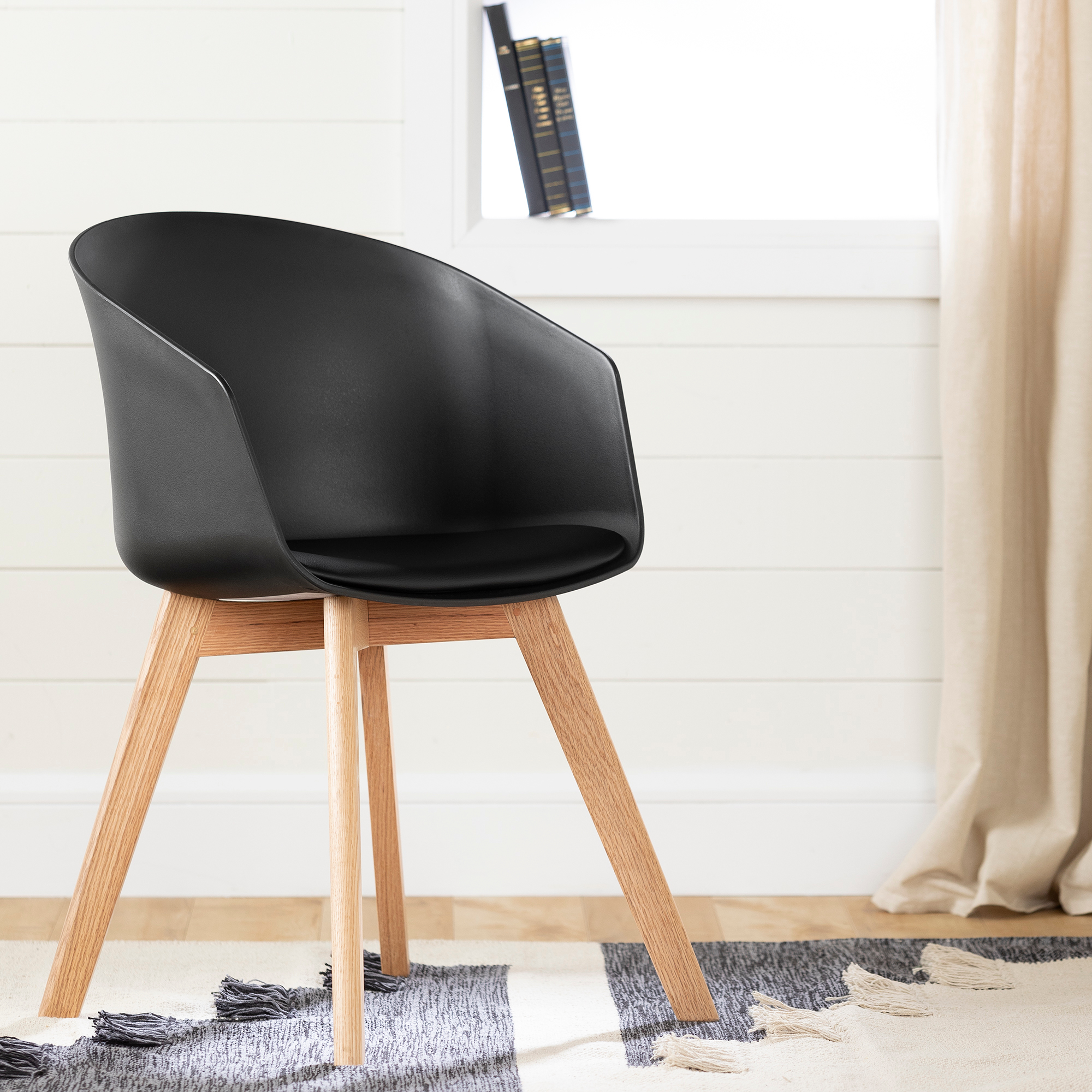 Flam Chair with Wooden Legs-Black-South Shore - Image 6