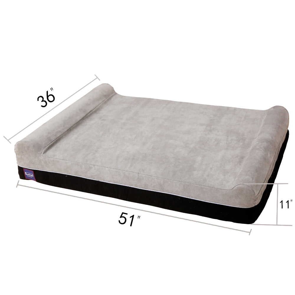 Laifug Orthopedic Memory Foam Dog Bed, Jumbo Size with Waterproof Liner & Washable Cover, Gray - Image 2