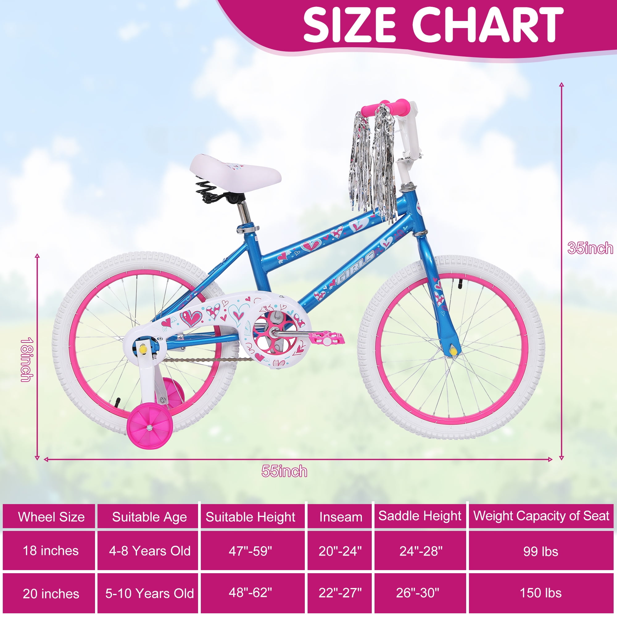 SUGIFT 18-inch Kids Bike with Training Wheels for Girls Ages 6-12 Years, Blue - Image 2