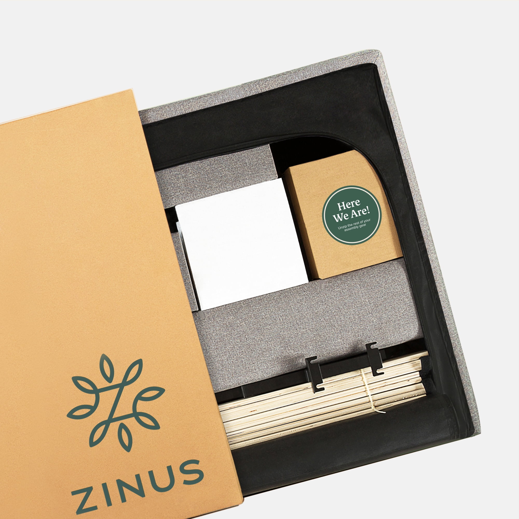 Zinus 40" Dachelle Upholstered Platform Bed Frame Gray Sand, Queen - Image 13