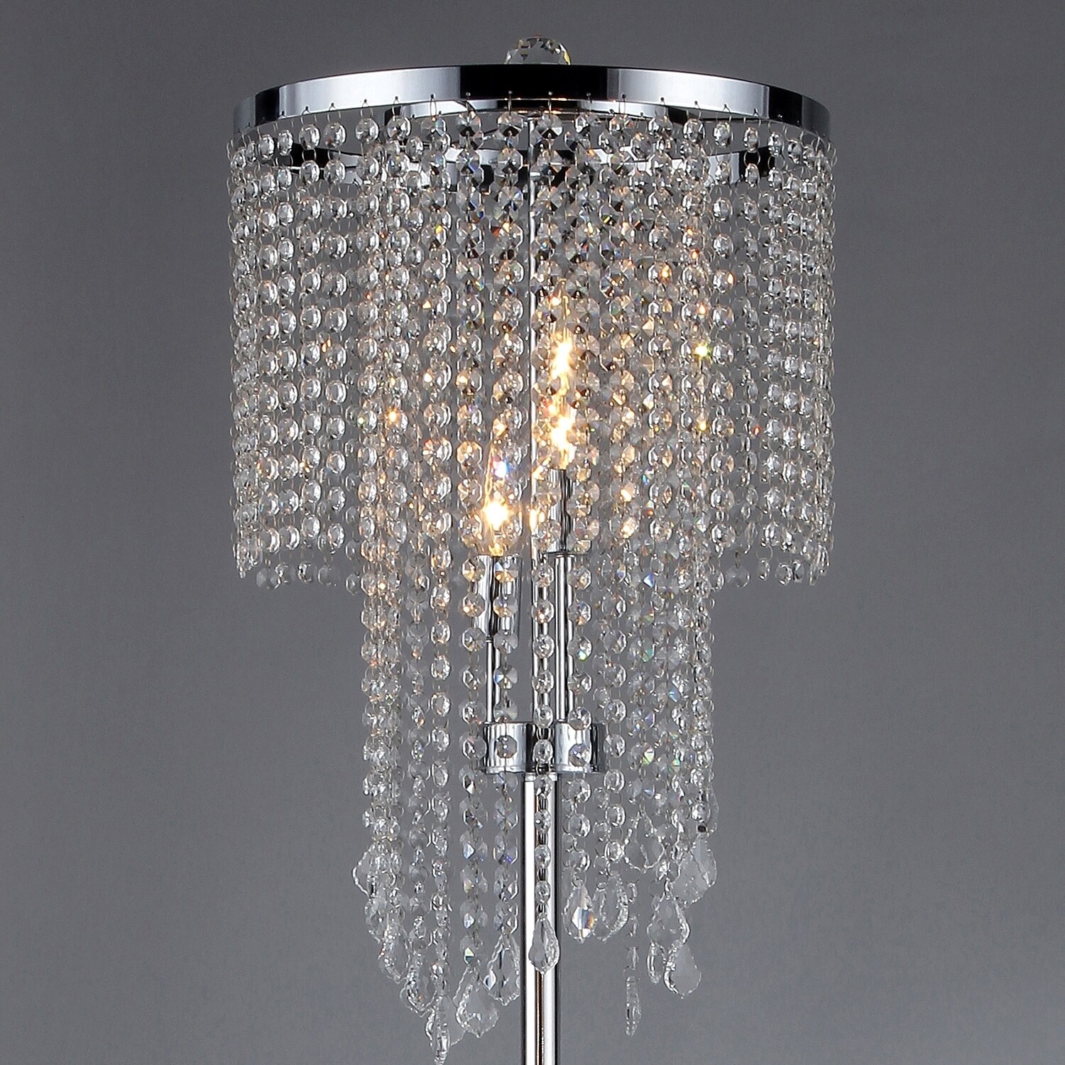 Chrome and Crystal Floor Lamp with a Polished Chrome Finish - Image 4