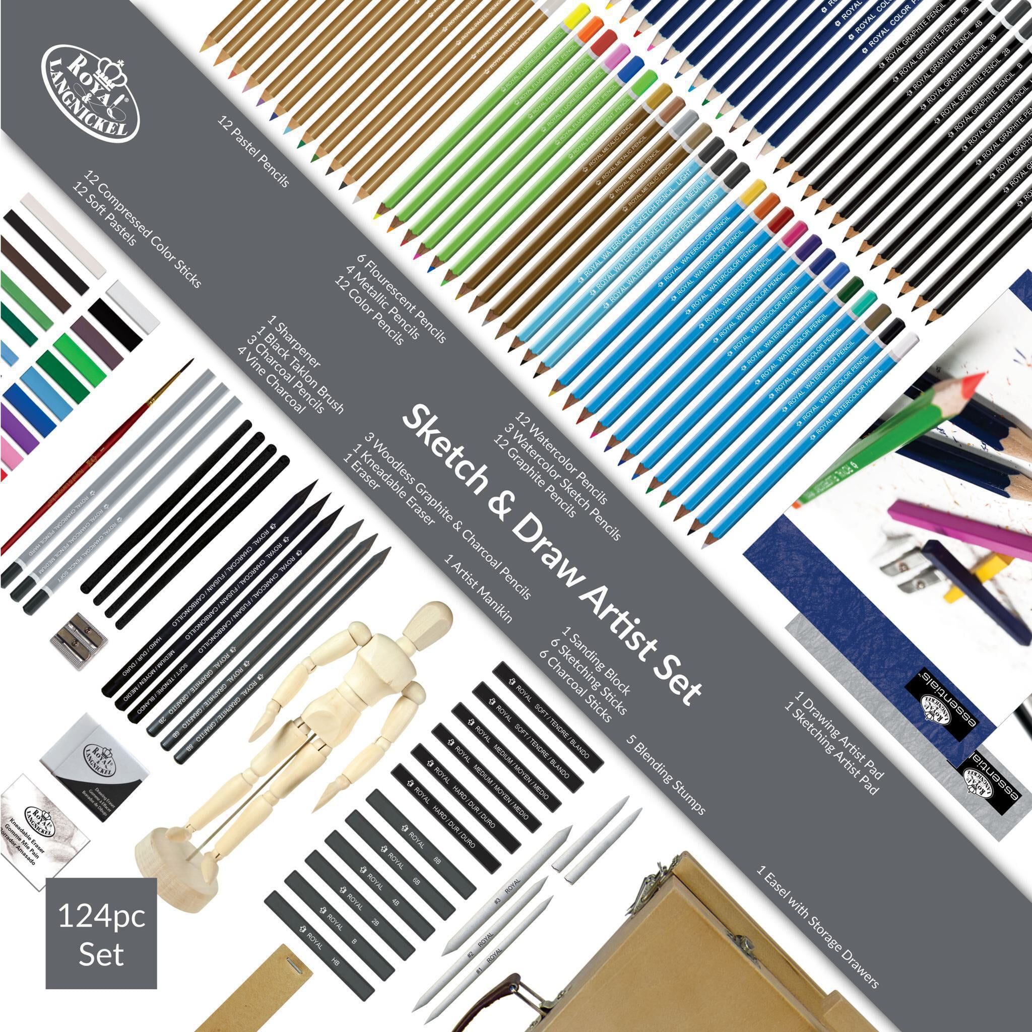 Royal & Langnickel Sketch and Draw Box Easel Art Set, 152pc - Image 8