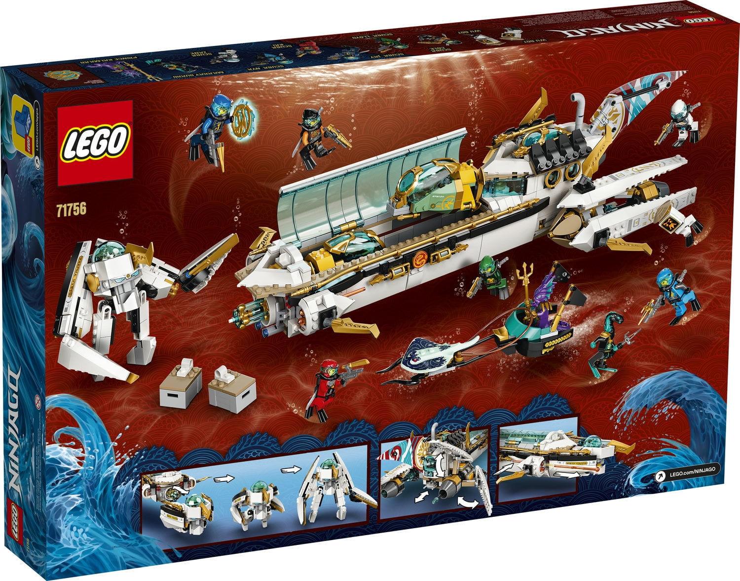 LEGO NINJAGO Hydro Bounty Building Set, 71756 Submarine Toy with Kai and Nya Minifigures, Ninja Toys, Gifts, Presents for Kids, Boys, Girls Age 9 Plus Years Old - Image 4