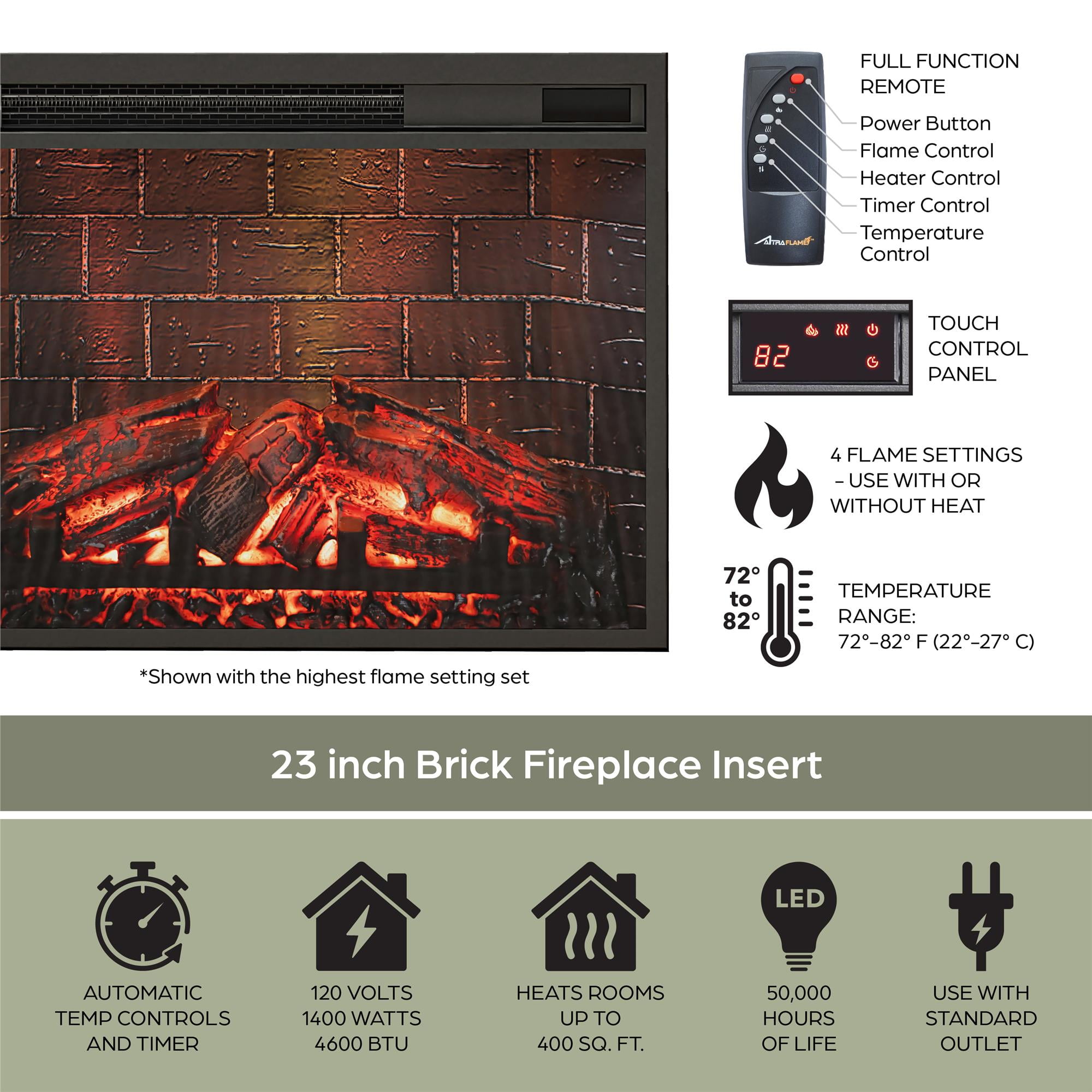 Ashton Lane Electric Fireplace TV Stand with Remote for TVs up to 65in, Magnolia Oak/Columbia Walnut - Image 6